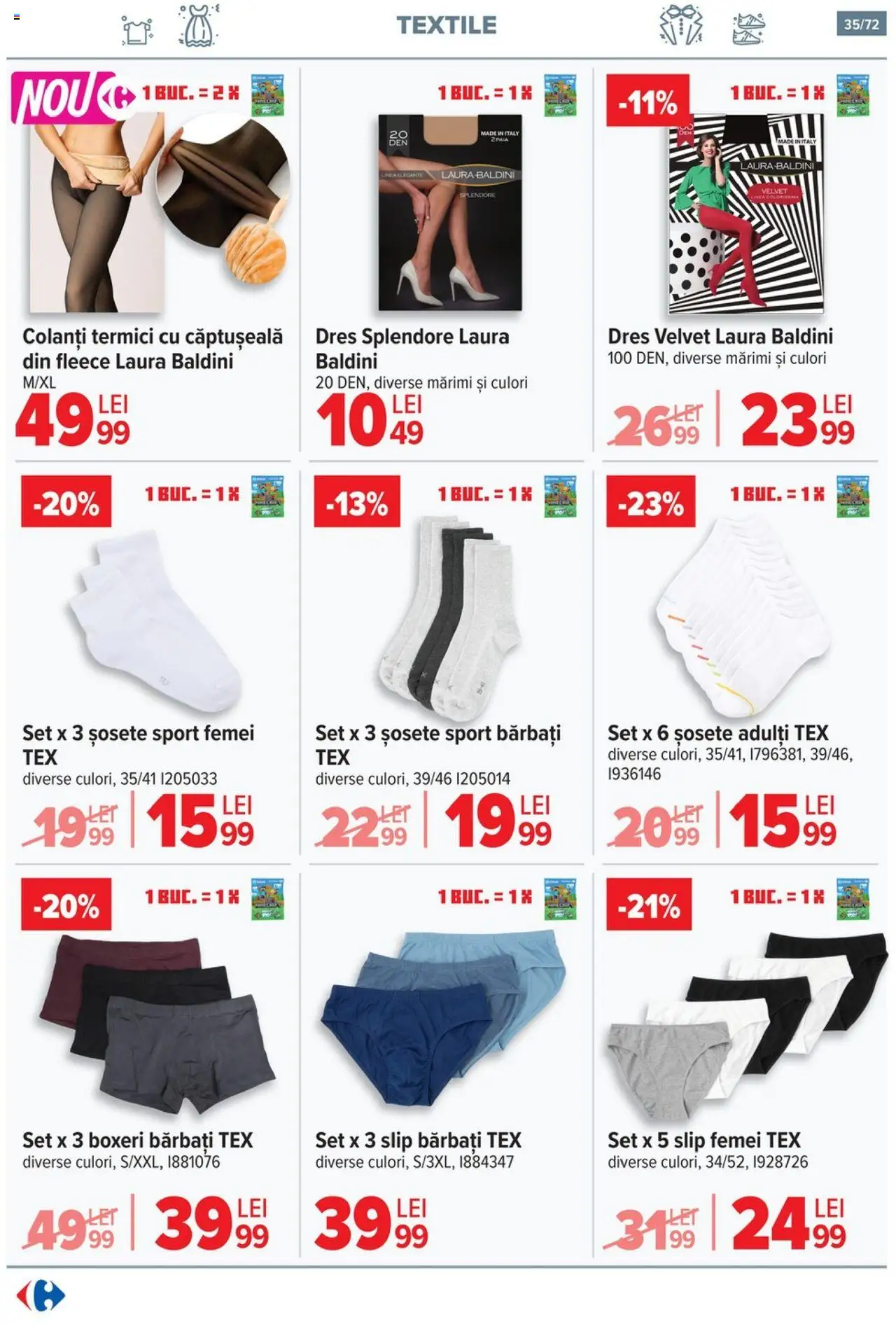 Catalog Carrefour 15 Octombrie - 3 Noiembrie 2025 | Pagina 36 | Produse: Șosete, Colanți, Slip, Boxeri