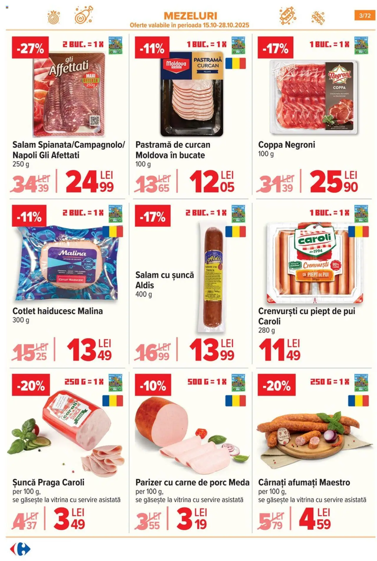 Catalog Carrefour 15 Octombrie - 3 Noiembrie 2025 | Pagina 4 | Produse: Hacıyatmaz Kedi Oyuncağı, Vitrină, Crenvurști, Cârnați