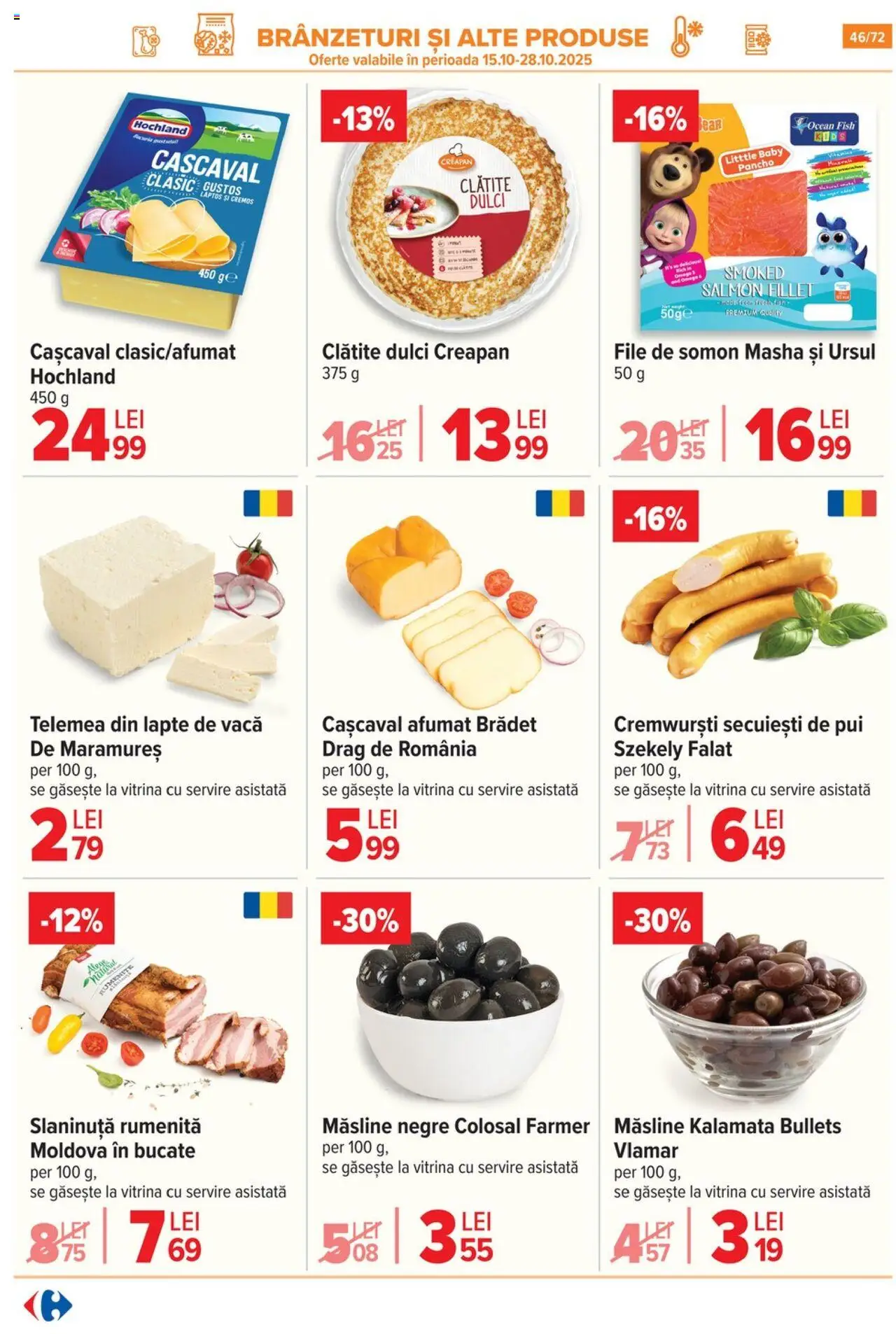 Catalog Carrefour 15 Octombrie - 3 Noiembrie 2025 | Pagina 48 | Produse: Cașcaval, Măsline, Clătite, Lapte