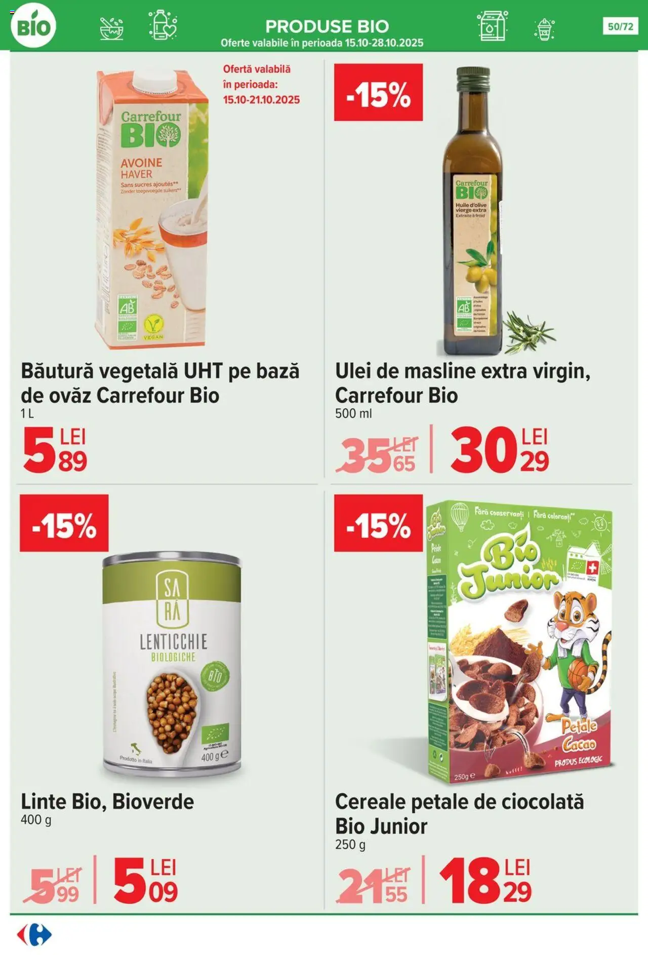 Catalog Carrefour 15 Octombrie - 3 Noiembrie 2025 | Pagina 52 | Produse: Şerit ödül, Măsline, Ulei, Cereale