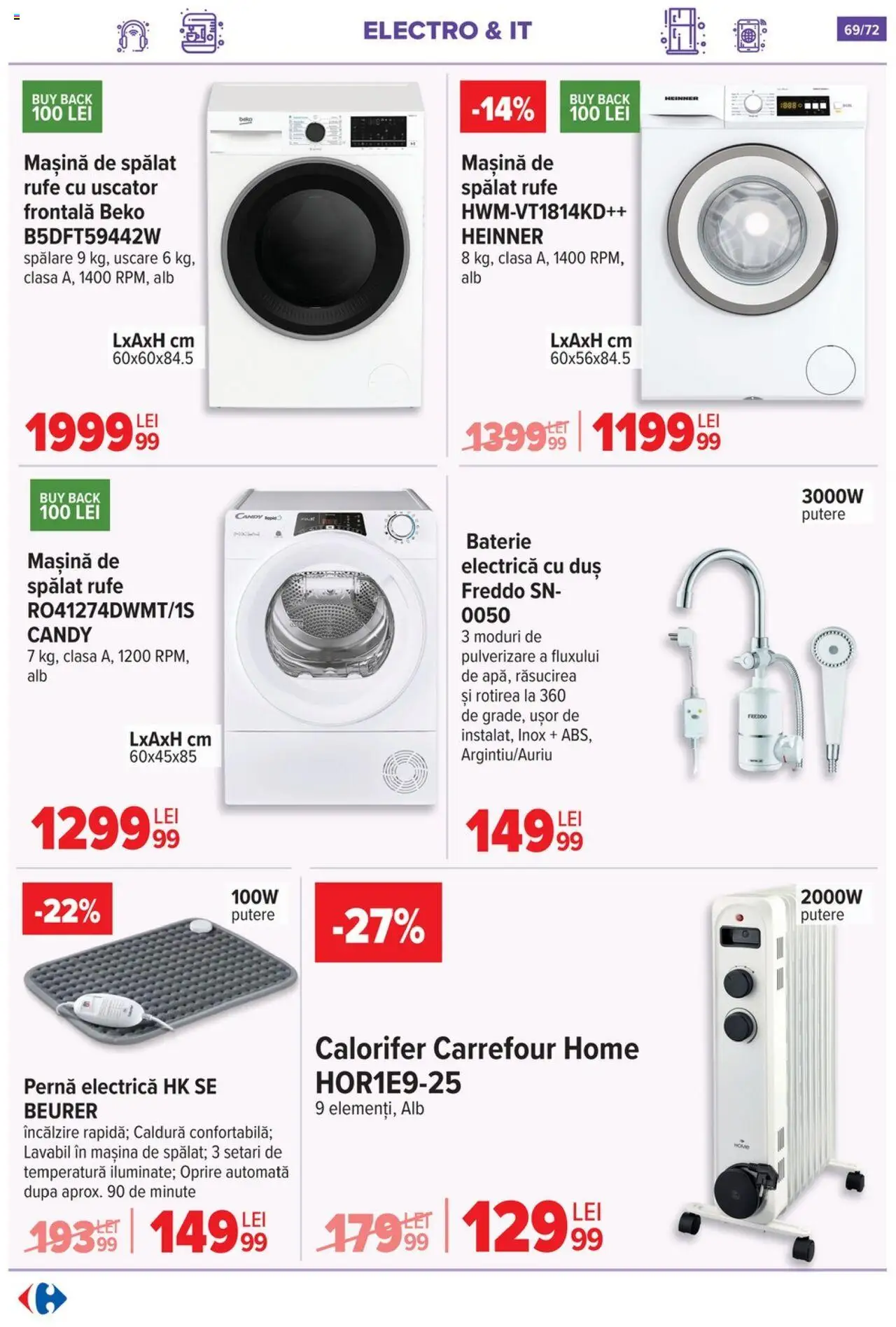 Catalog Carrefour 15 Octombrie - 3 Noiembrie 2025 | Pagina 71 | Produse: Mașină De Spălat, Uscător, Pernă, Calorifer