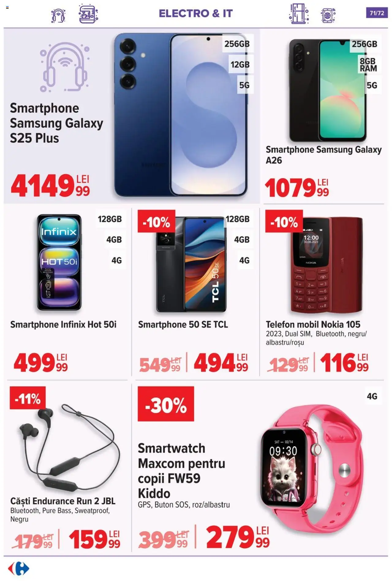Catalog Carrefour 15 Octombrie - 3 Noiembrie 2025 | Pagina 73 | Produse: Telefon, Smartphone, Căști, Smartwatch