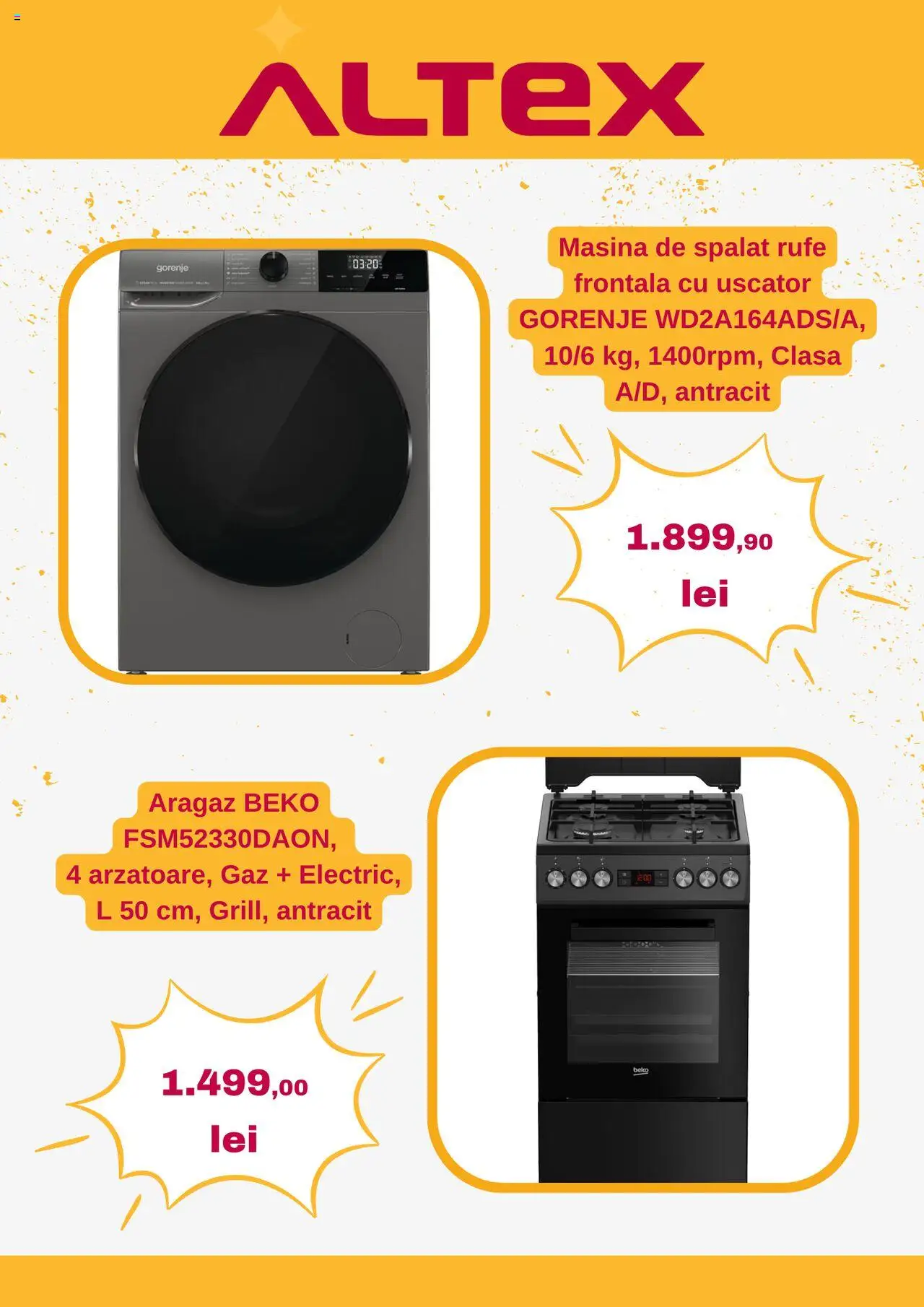 Catalog Altex 16 - 21 Octombrie 2025 | Pagina 6 | Produse: Mașină De Spălat, Uscător, Aragaz