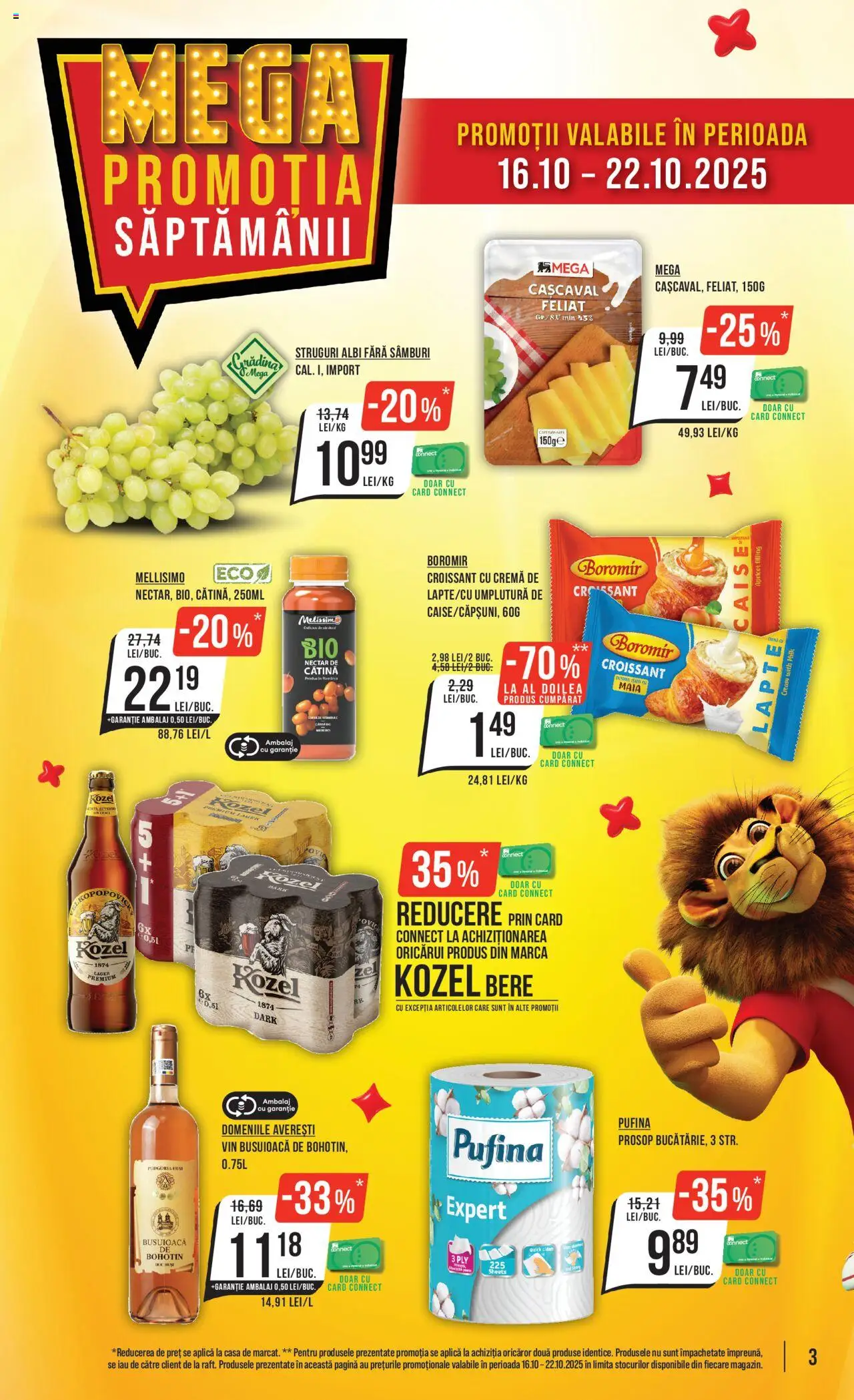 Catalog Mega Image 16 - 21 Octombrie 2025 | Pagina 3 | Produse: Lapte, Cremă, Vin, Bere