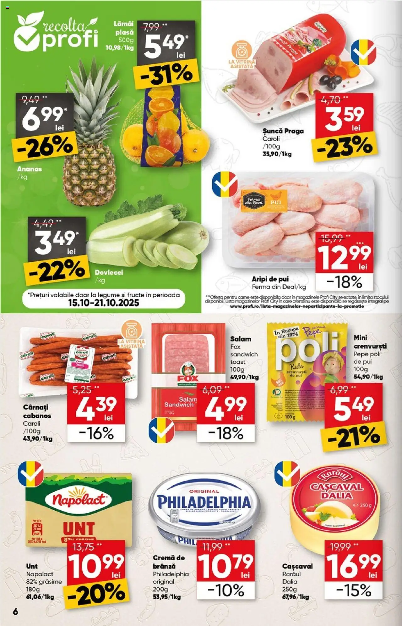 Catalog Profi 15 - 27 Octombrie 2025 | Pagina 6 | Produse: Vitrină, Cașcaval, Brânză, Fructe
