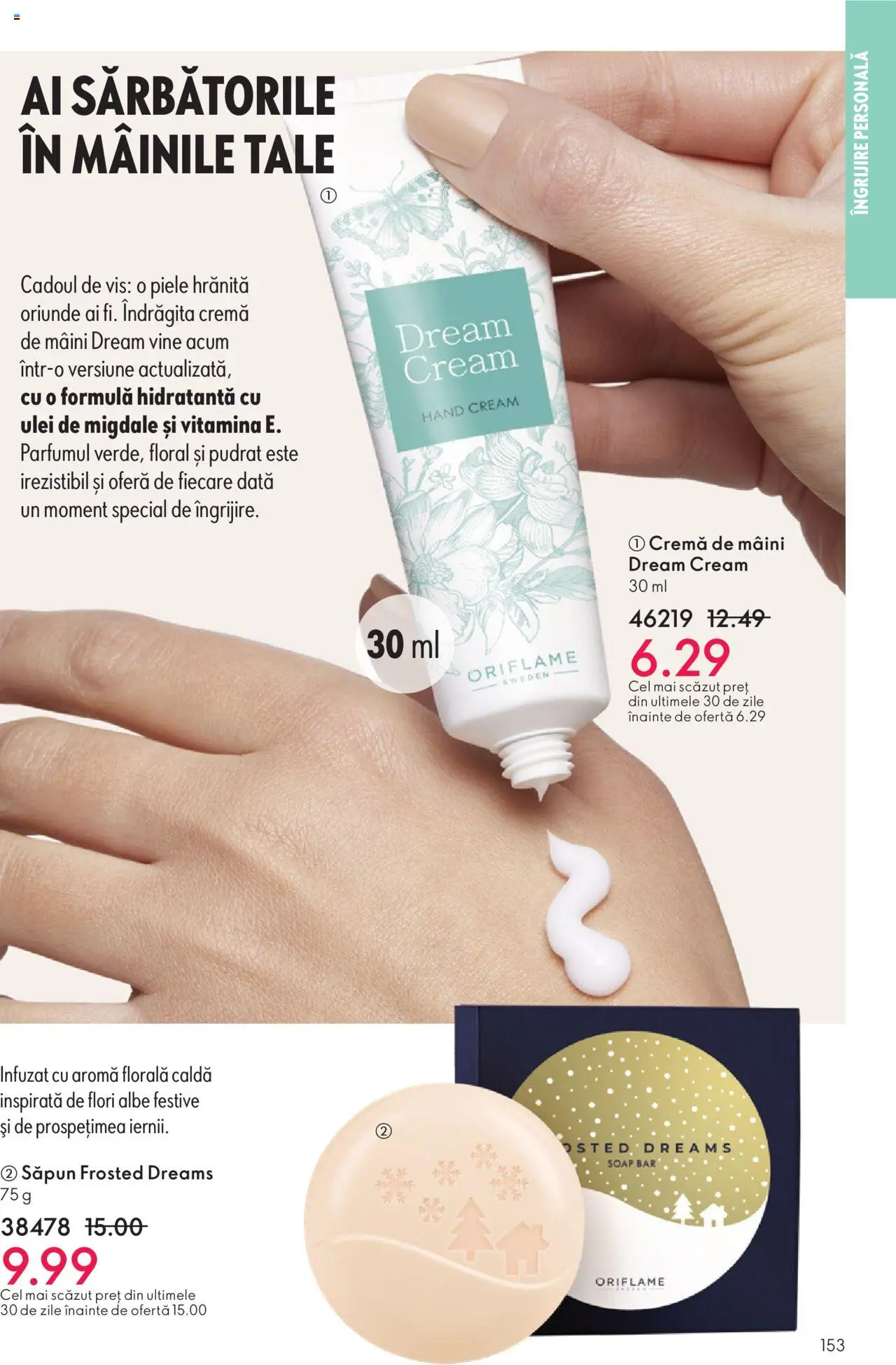 Catalog Oriflame 12 Noiembrie - 1 Decembrie 2025 | Pagina 153 | Produse: Migdale, Cremă, Cremă de mâini, Săpun
