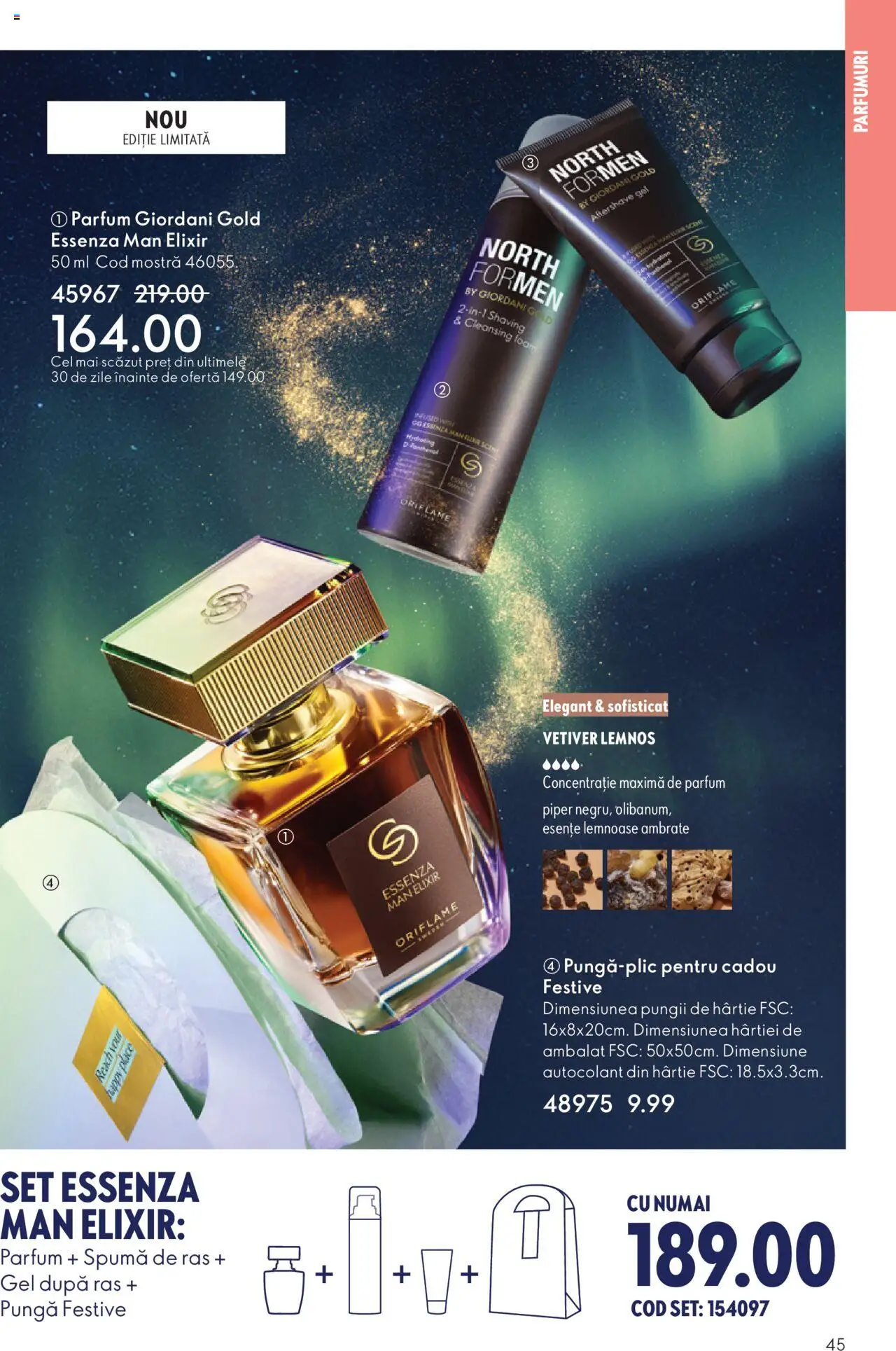 Catalog Oriflame 12 Noiembrie - 1 Decembrie 2025 | Pagina 45 | Produse: Elixir, Pungă, Parfum, Spumă de ras