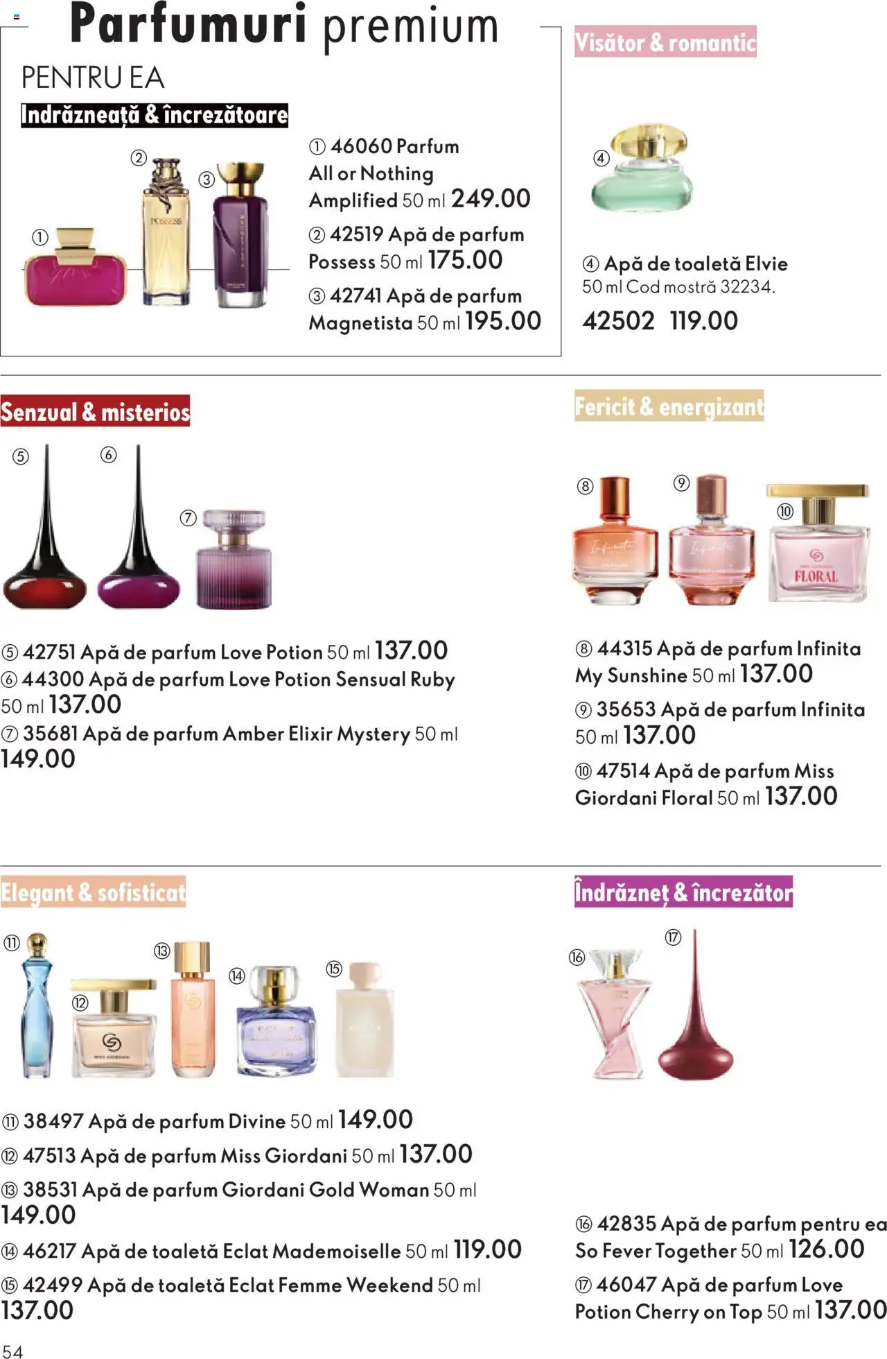 Catalog Oriflame 12 Noiembrie - 1 Decembrie 2025 | Pagina 54 | Produse: Apă de parfum, Elixir, Top, Parfum
