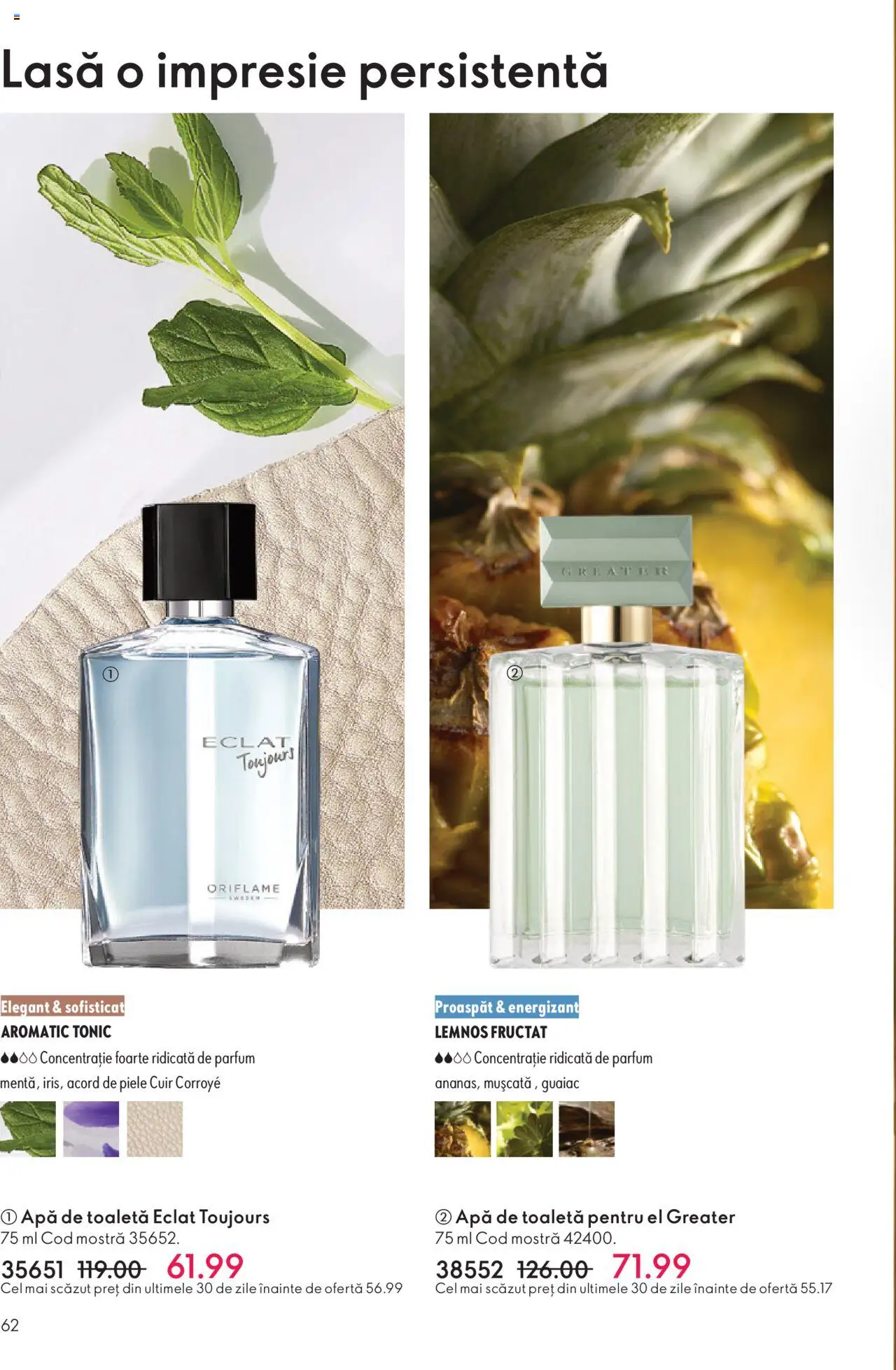 Catalog Oriflame 12 Noiembrie - 1 Decembrie 2025 | Pagina 62 | Produse: Toaletă, Parfum, Apă de toaletă, Apă