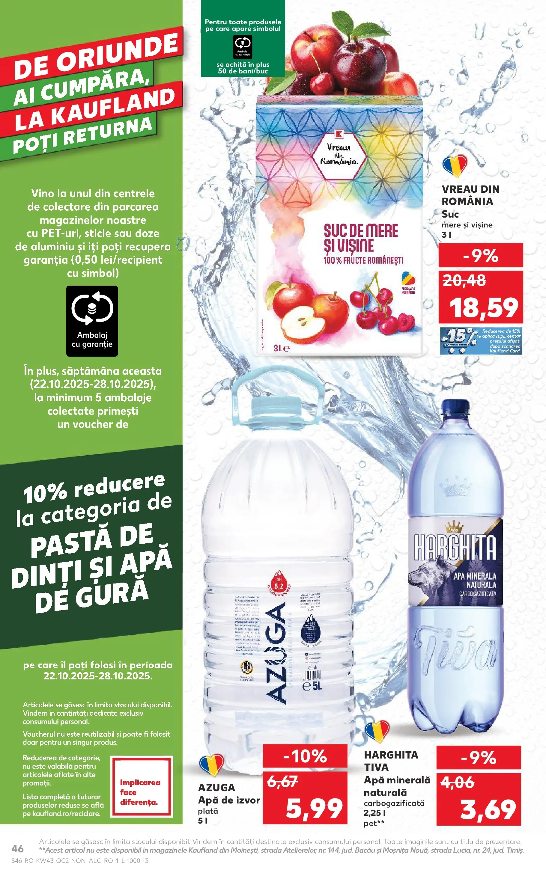 Catalog Kaufland 22 - 27 Octombrie 2025 | Pagina 46 | Produse: Yazı tahtası kalemi, Suc, Mere, Apă