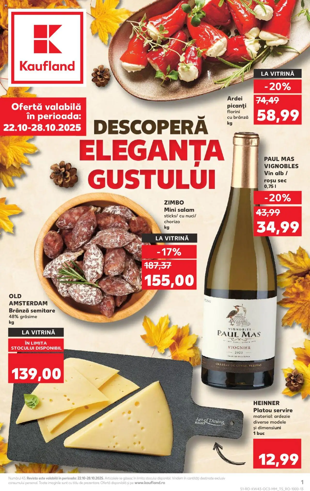 Catalog Kaufland 22 - 27 Octombrie 2025 | Pagina 1 | Produse: Vitrină, Ardei, Salam, Vin