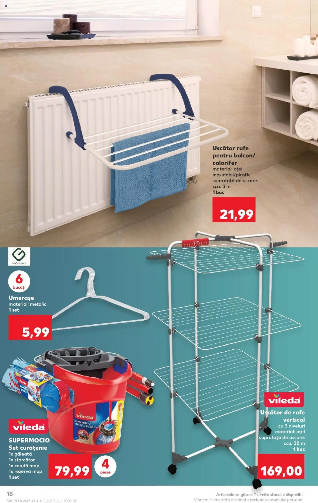 Catalog Kaufland 22 - 27 Octombrie 2025 | Pagina 18 | Produse: Storcător, Mop, Uscător rufe, Calorifer