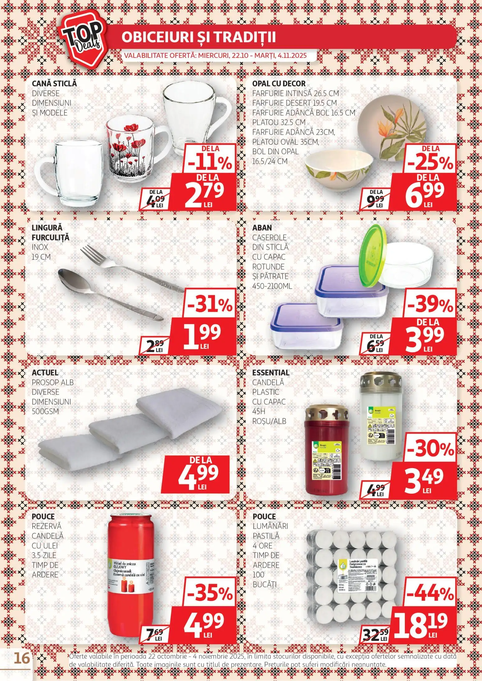 Catalog Auchan 22 Octombrie - 3 Noiembrie 2025 | Pagina 16 | Produse: Caserole, Bol, Farfurie, Ulei