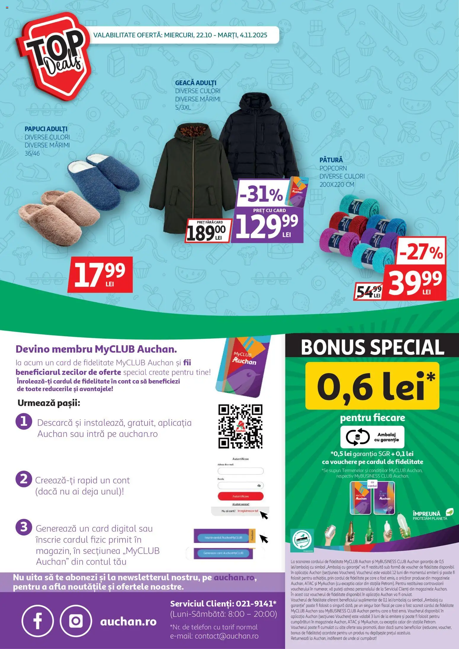 Catalog Auchan 22 Octombrie - 3 Noiembrie 2025 | Pagina 22 | Produse: Telefon, Pătură, Geacă, Papuci