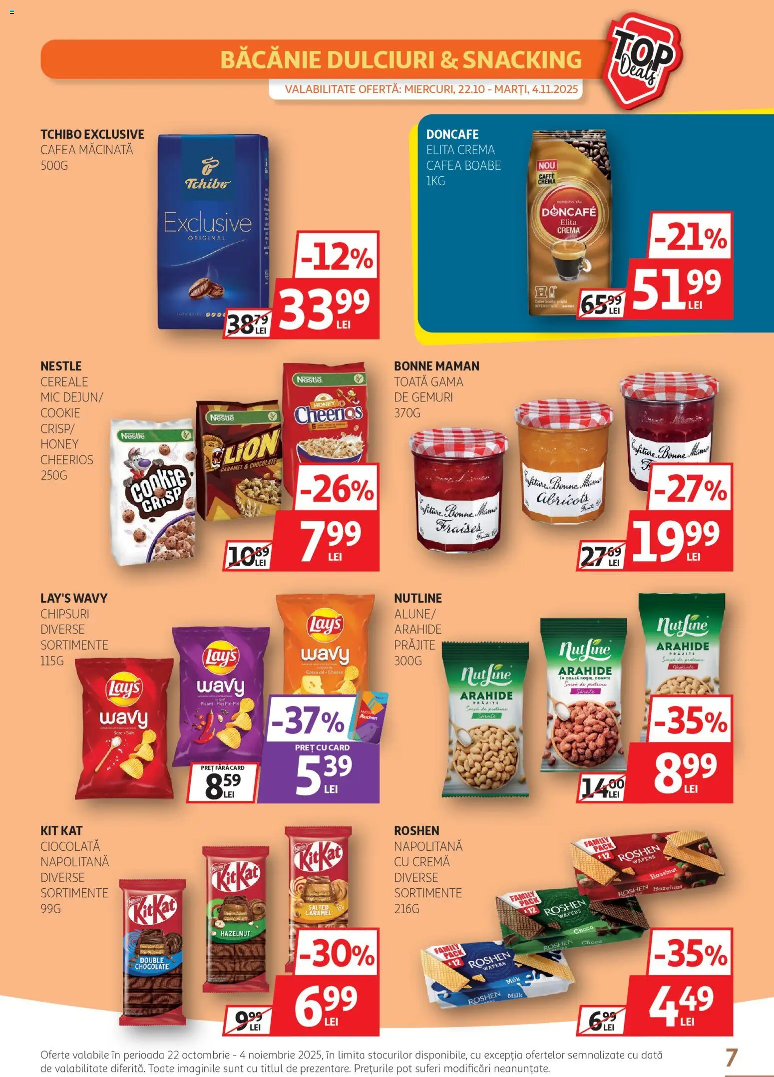 Catalog Auchan 22 Octombrie - 3 Noiembrie 2025 | Pagina 7 | Produse: Masaüstü kılıfı, Arahide, Cafea, Cereale