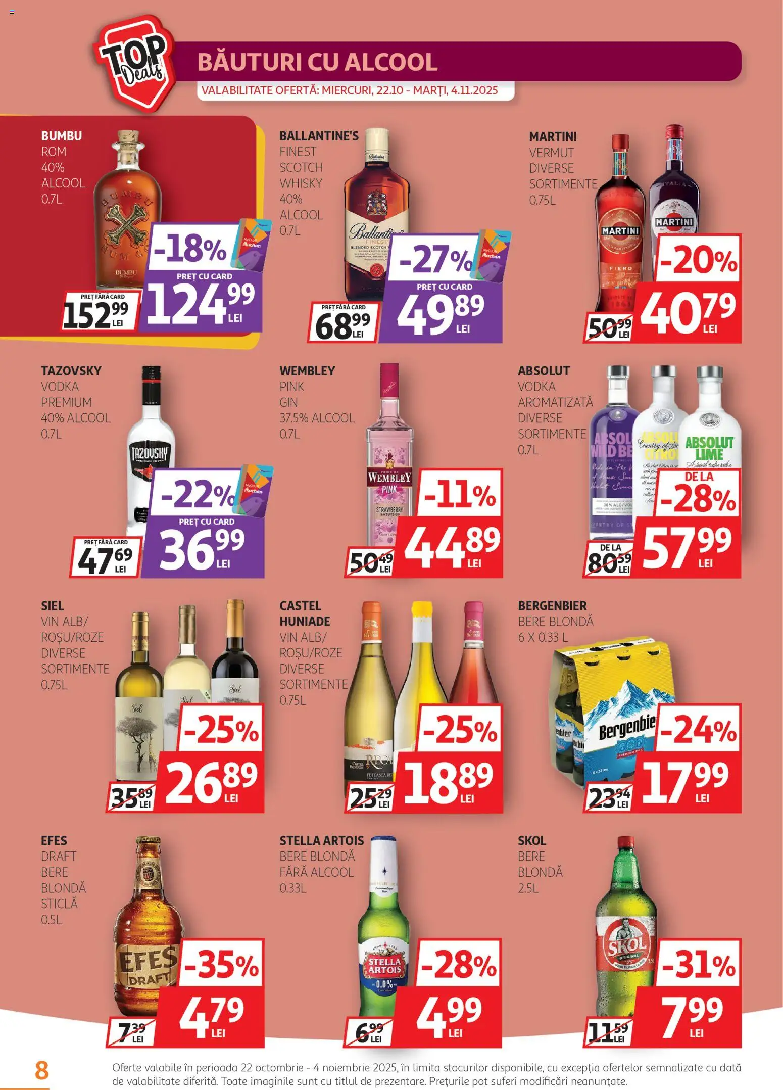 Catalog Auchan 22 Octombrie - 3 Noiembrie 2025 | Pagina 8 | Produse: Yulaf, Bere, Plastik Kulübe, Vodka