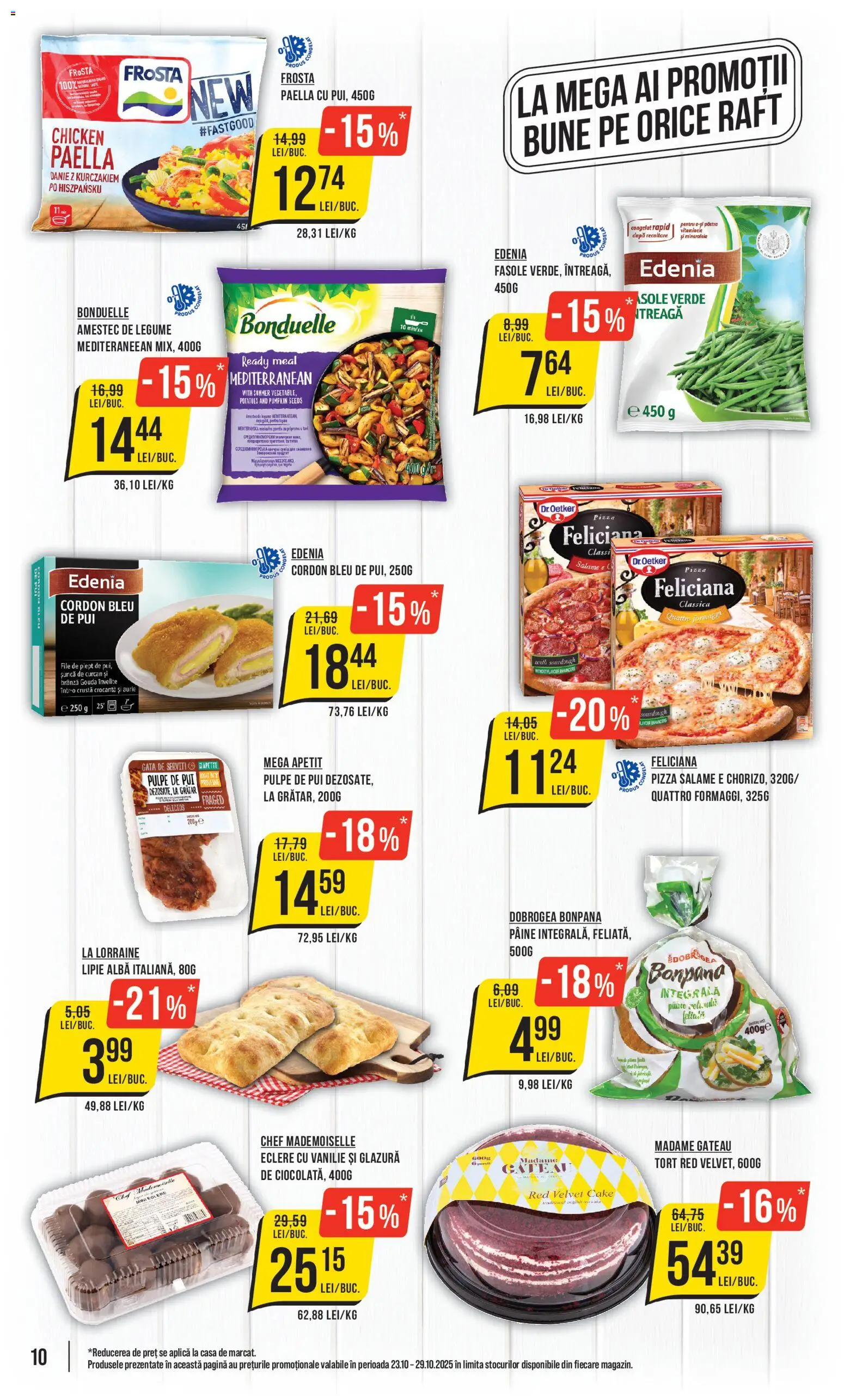 Catalog Mega Image 23 - 28 Octombrie 2025 | Pagina 10 | Produse: Cordon bleu, Brânză, Pizza, Legume