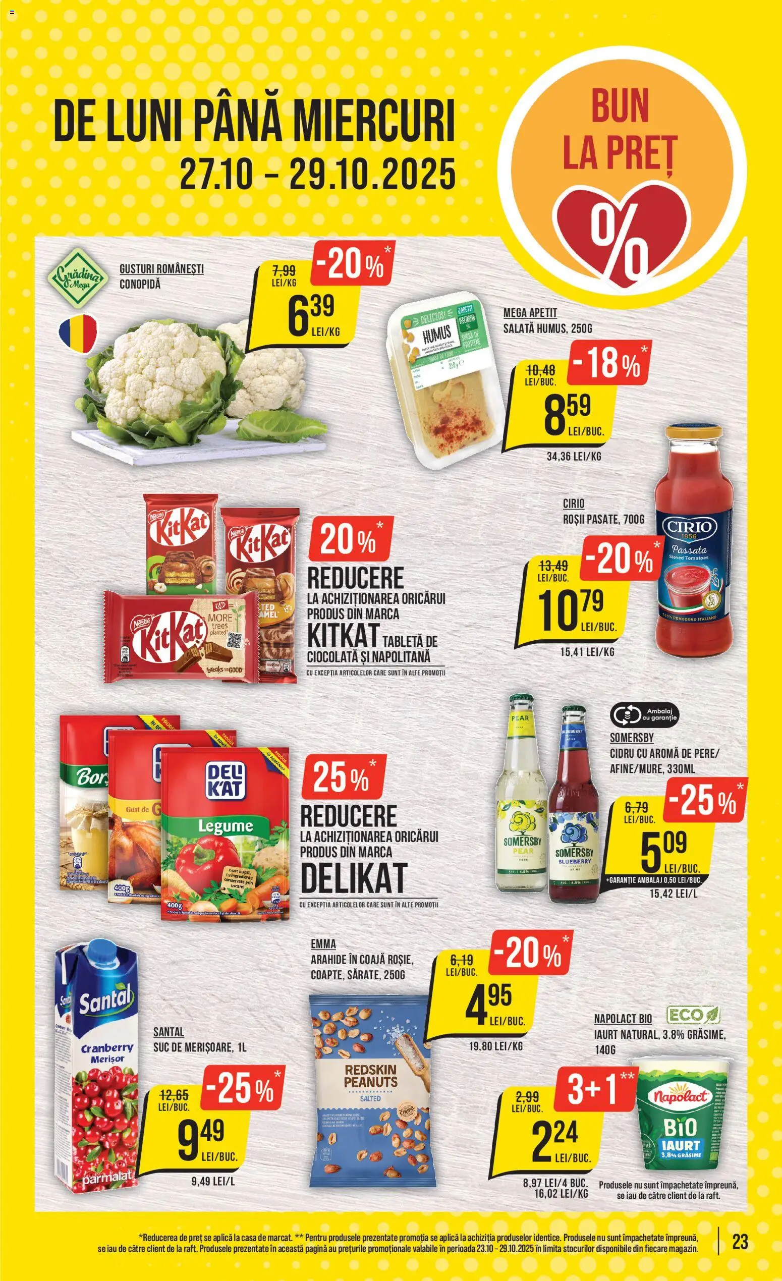 Catalog Mega Image 23 - 28 Octombrie 2025 | Pagina 23 | Produse: Şerit ödül, Iaurt, Ciocolată, Salată