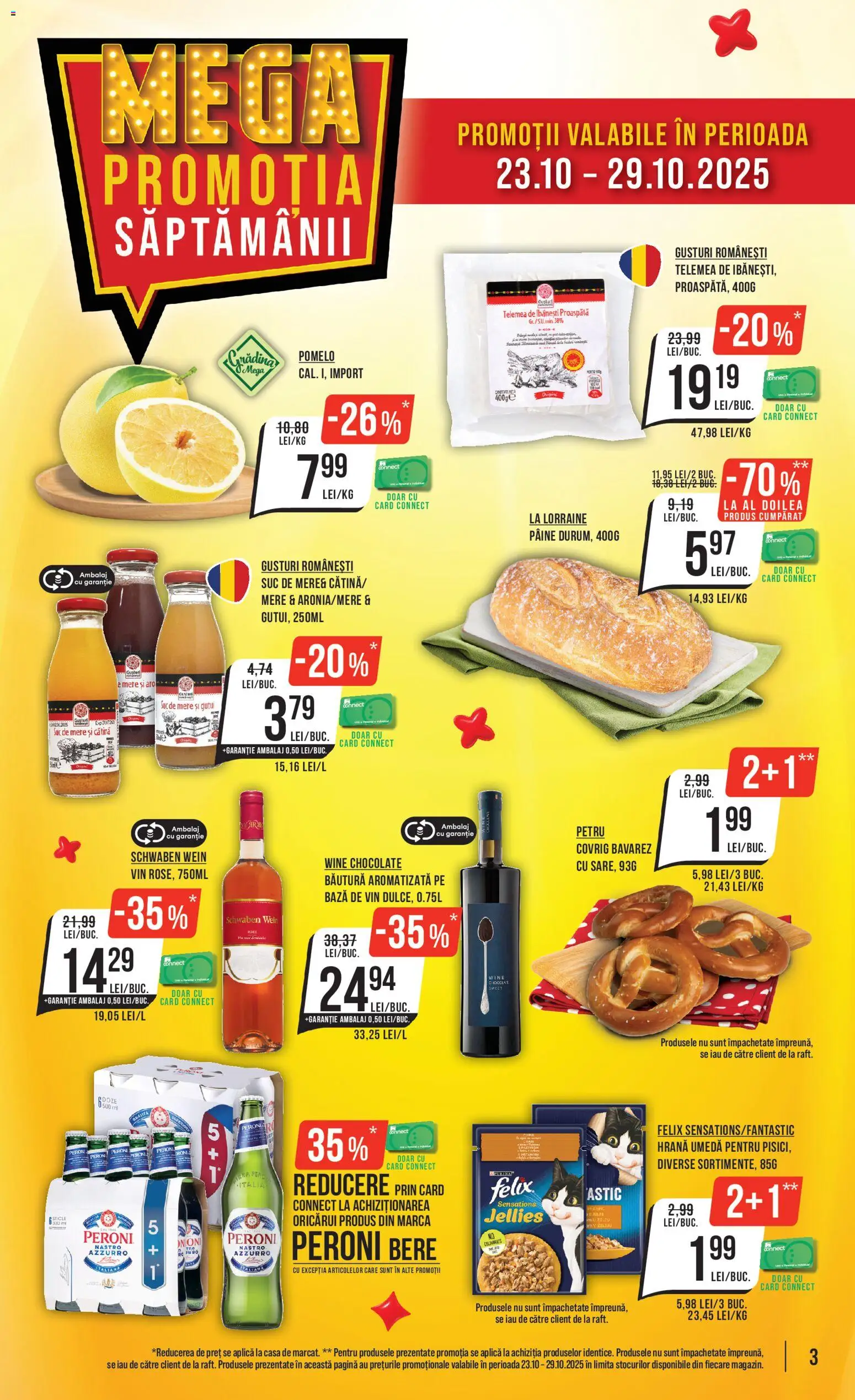 Catalog Mega Image 23 - 28 Octombrie 2025 | Pagina 3 | Produse: Pâine, Suc, Bere, Mere