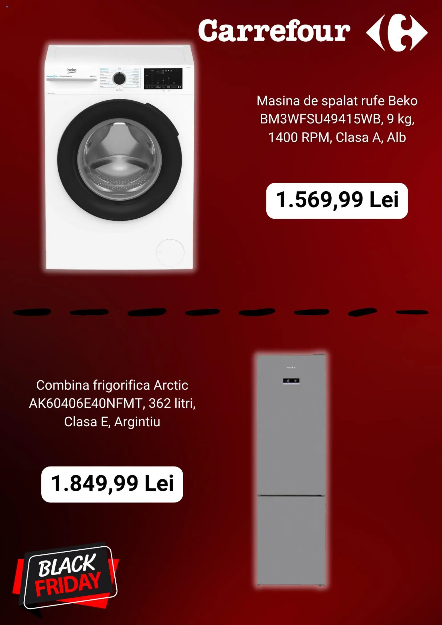Catalog Carrefour 22 Octombrie - 1 Decembrie 2025 | Pagina 5 | Produse: Mașină De Spălat, Combină frigorifică