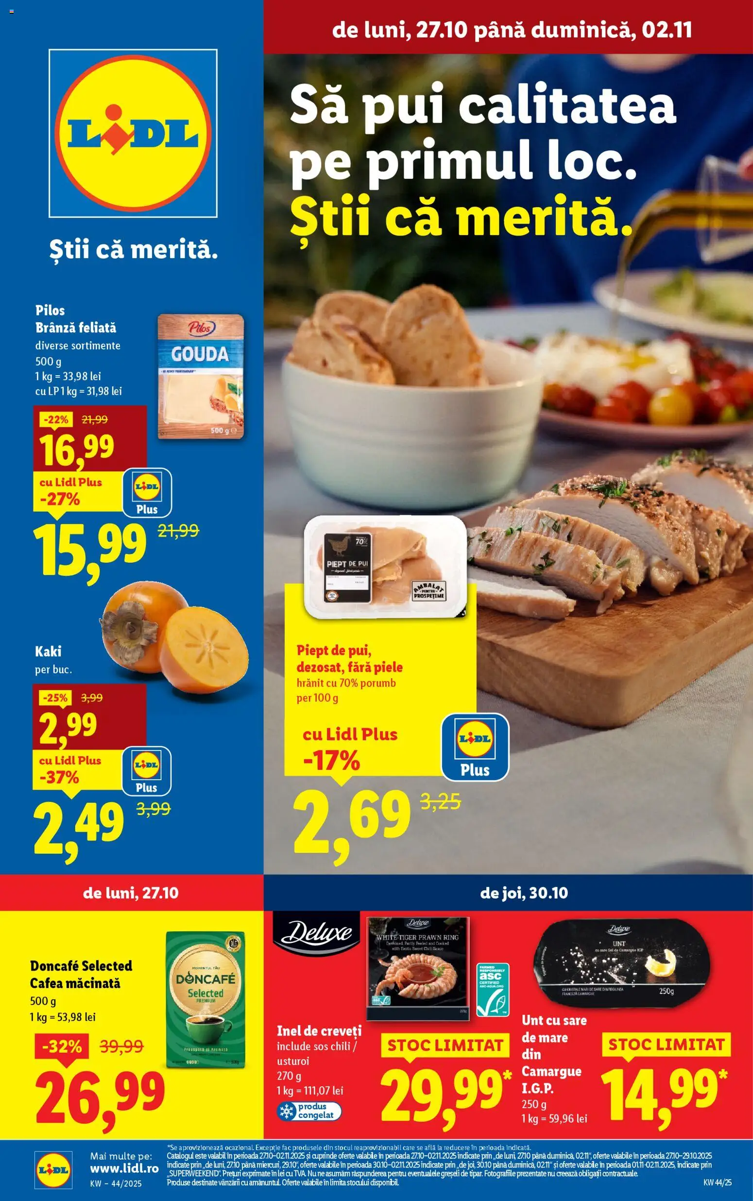 Catalog LIDL 27 Octombrie - 1 Noiembrie 2025 | Pagina 1 | Produse: Cafea, Porumb, Sare, Gouda