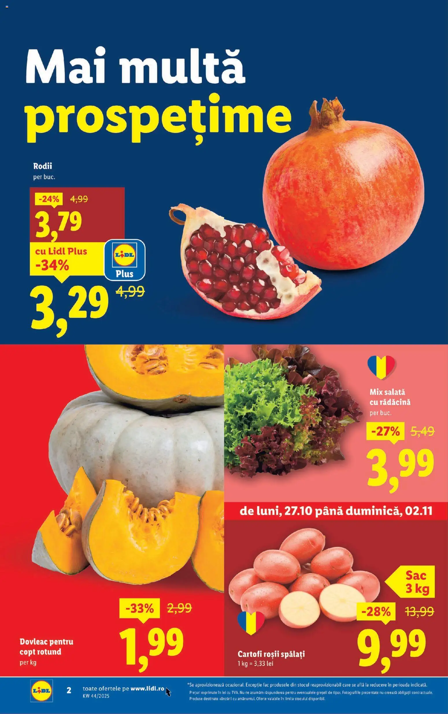 Catalog LIDL 27 Octombrie - 1 Noiembrie 2025 | Pagina 2 | Produse: Dovleac, Roșii, Salată, Cartofi