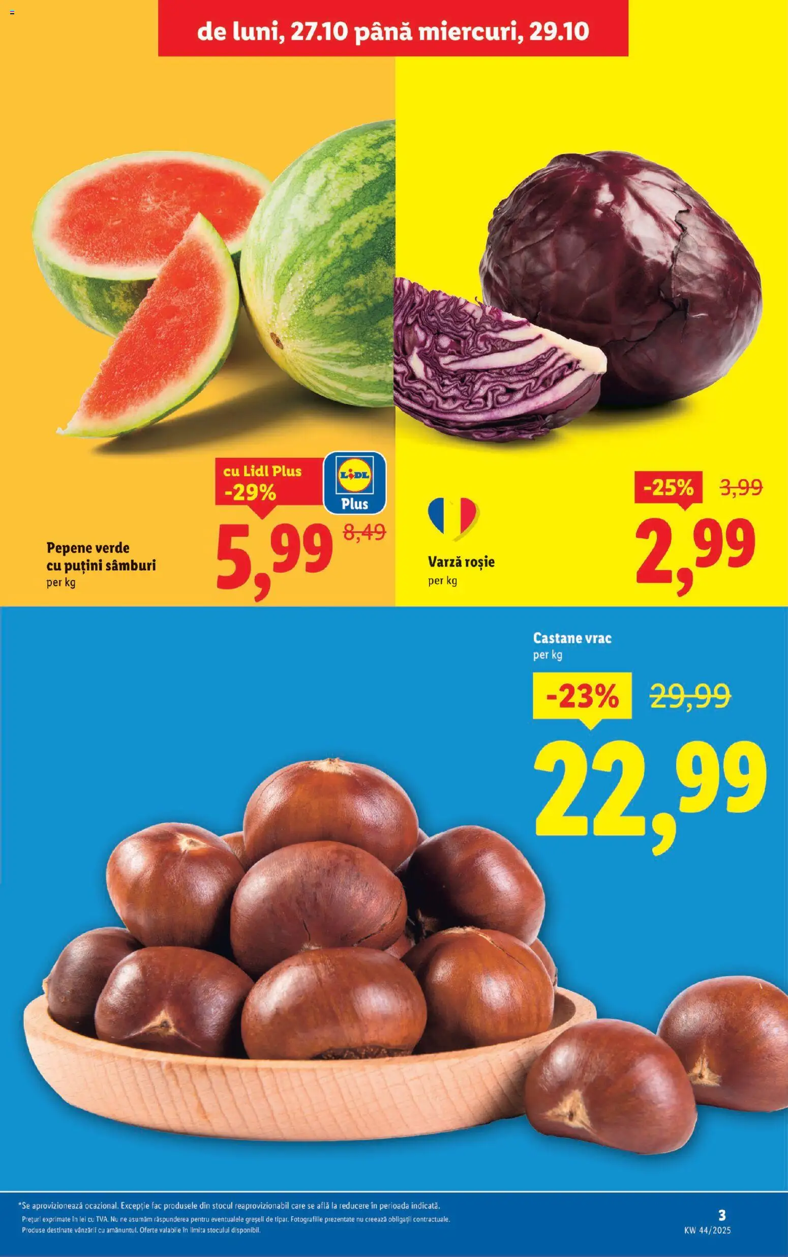 Catalog LIDL 27 Octombrie - 1 Noiembrie 2025 | Pagina 3 | Produse: Varză, Pepene Verde