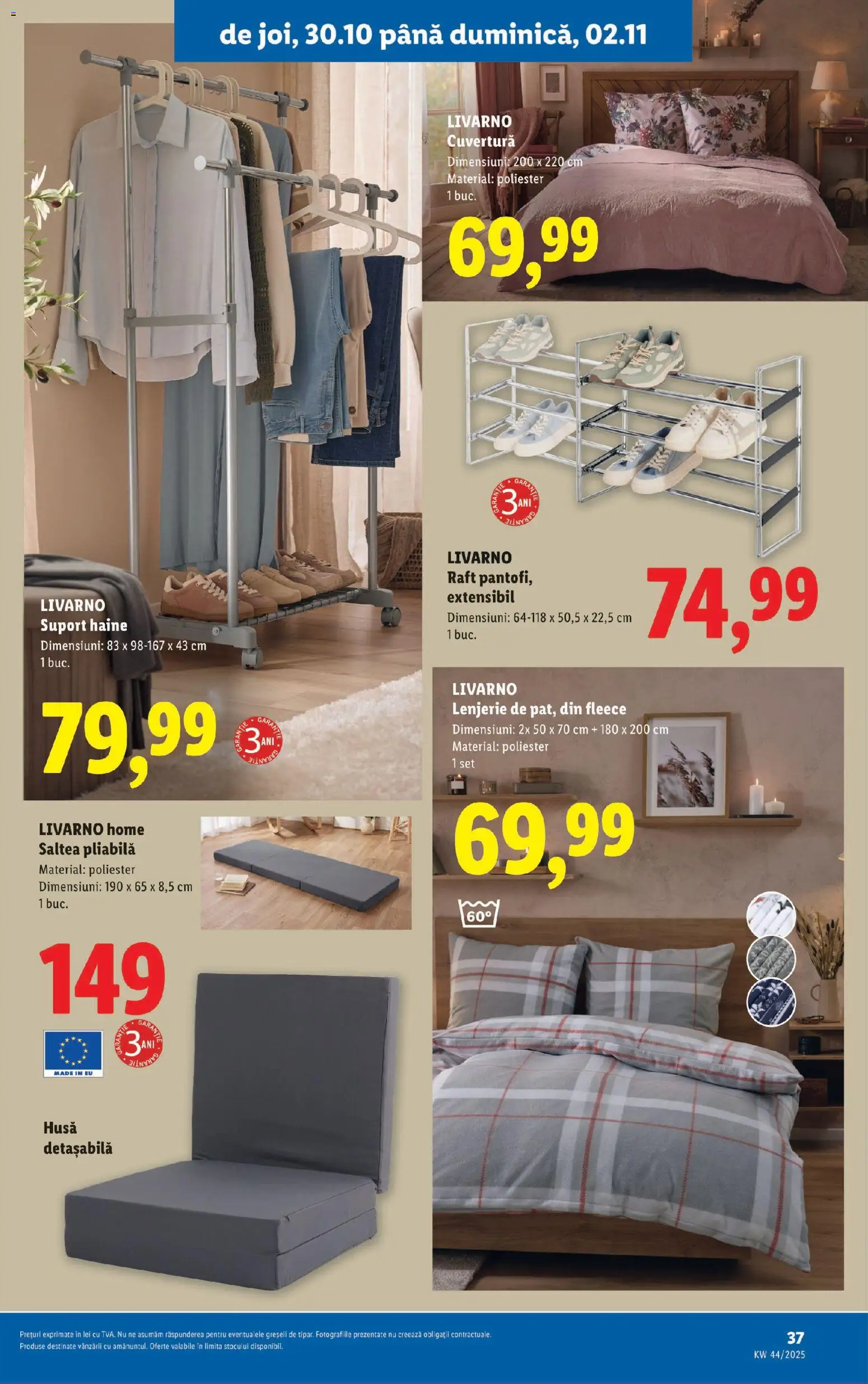 Catalog LIDL 27 Octombrie - 1 Noiembrie 2025 | Pagina 37 | Produse: Cuvertură, Saltea, Raft, Haine