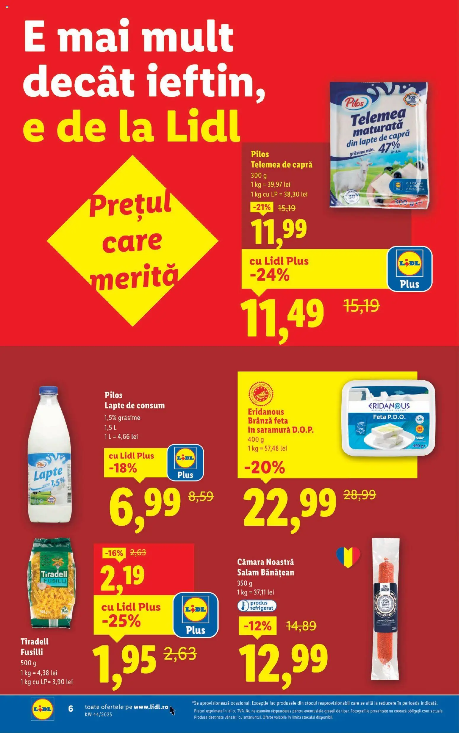 Catalog LIDL 27 Octombrie - 1 Noiembrie 2025 | Pagina 6 | Produse: Toplar, Lapte, Brânză, Salam