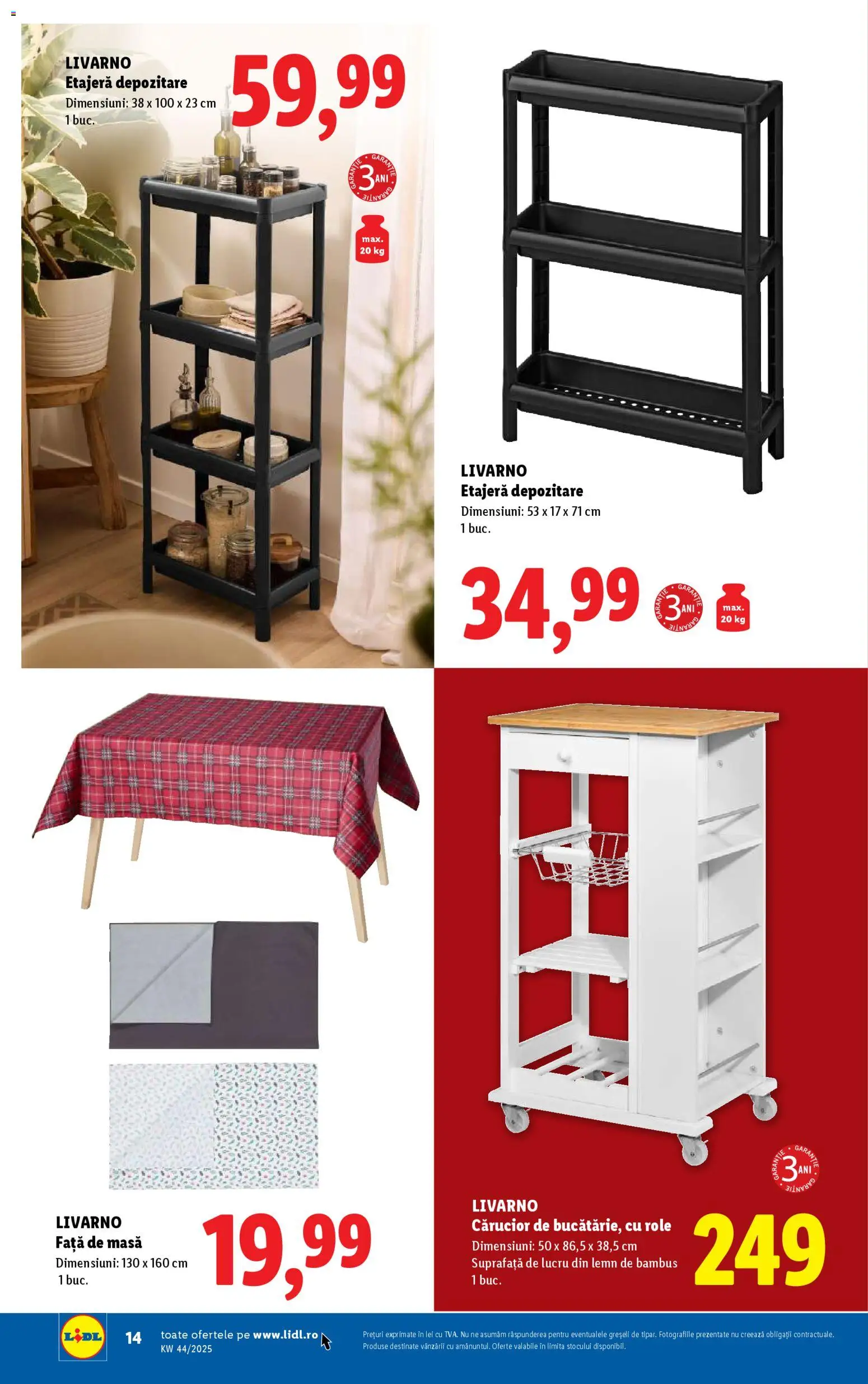 Catalog LIDL 27 Octombrie - 1 Noiembrie 2025 | Pagina 14 | Produse: Față de masă, Masă, Role, Etajeră