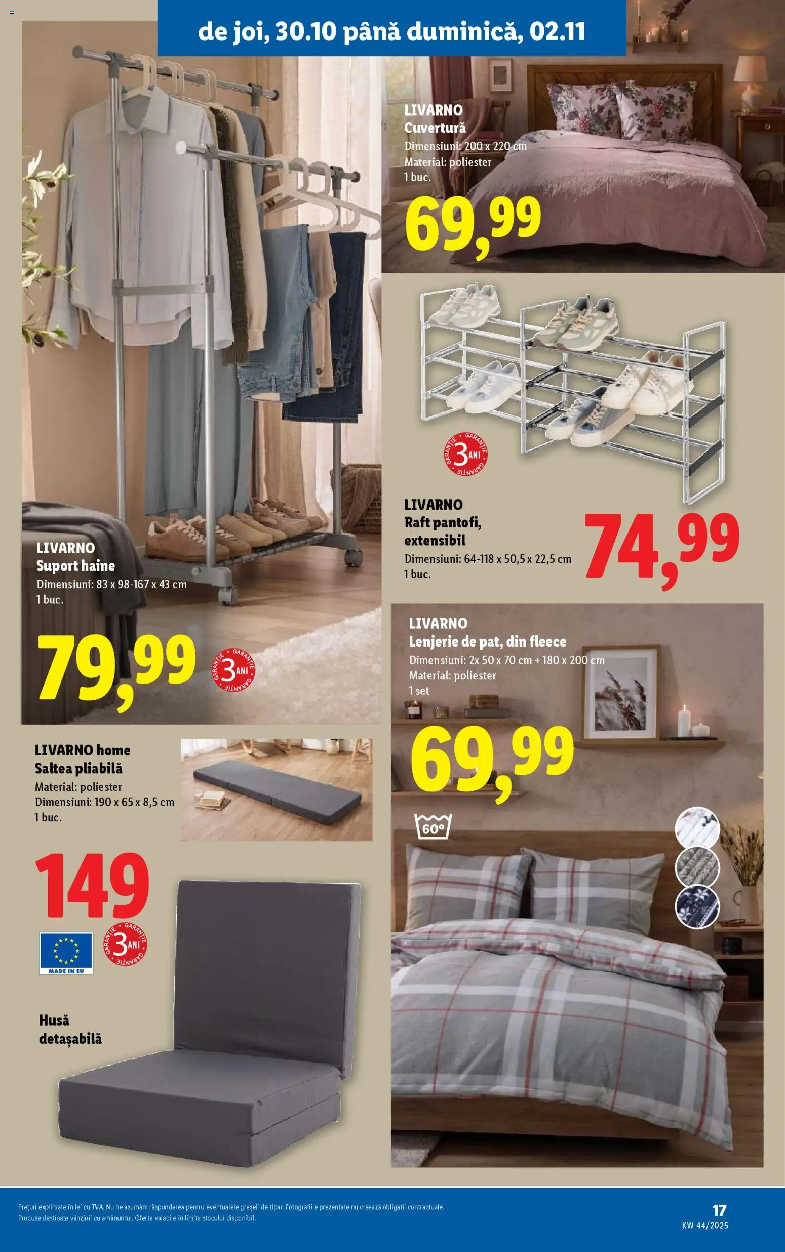 Catalog LIDL 27 Octombrie - 1 Noiembrie 2025 | Pagina 17 | Produse: Cuvertură, Saltea, Raft, Haine