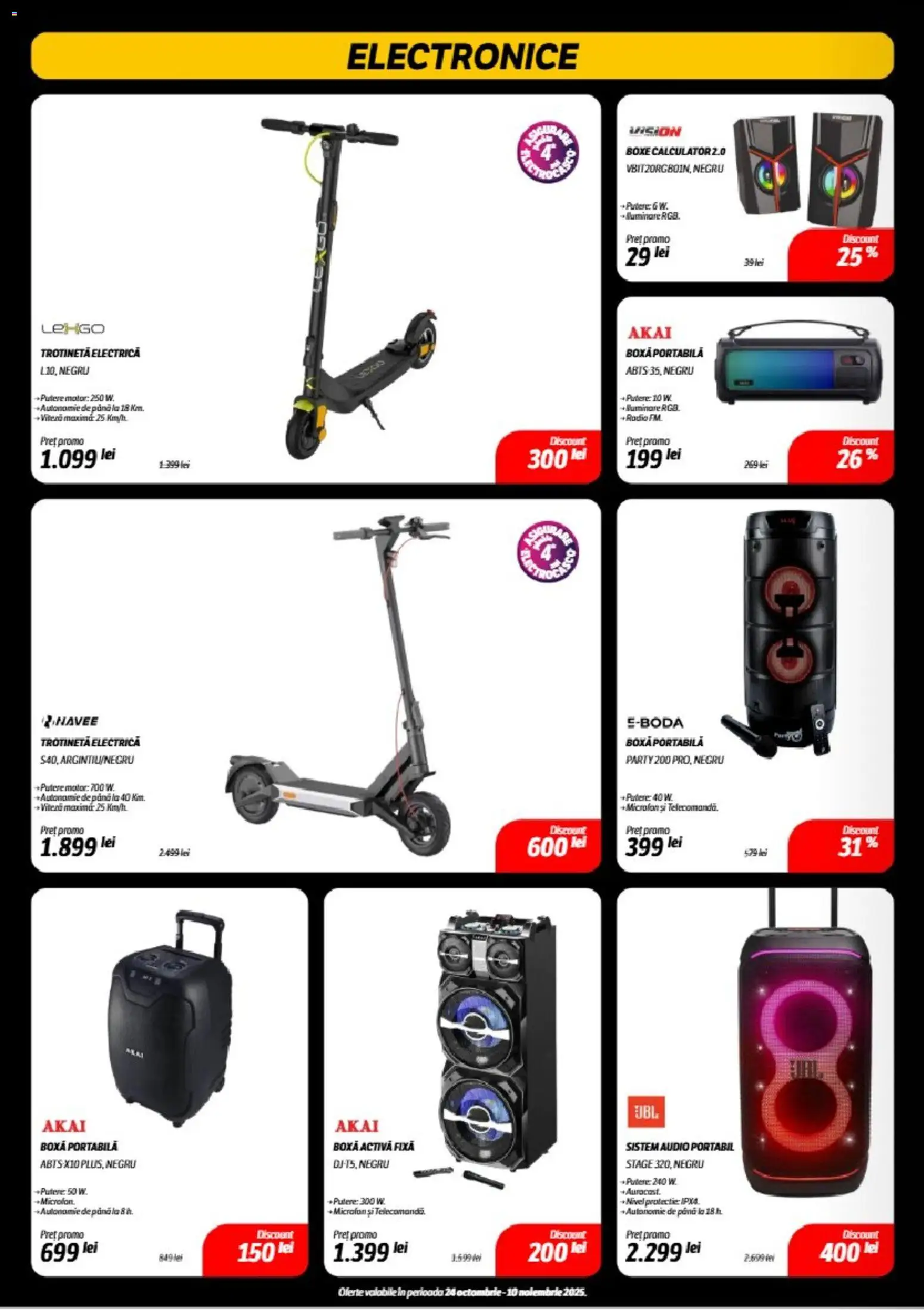 Catalog Flanco 24 Octombrie - 9 Noiembrie 2025 | Pagina 8 | Produse: Audio, Trotinetă electrică, Sistem audio, Boxă portabilă