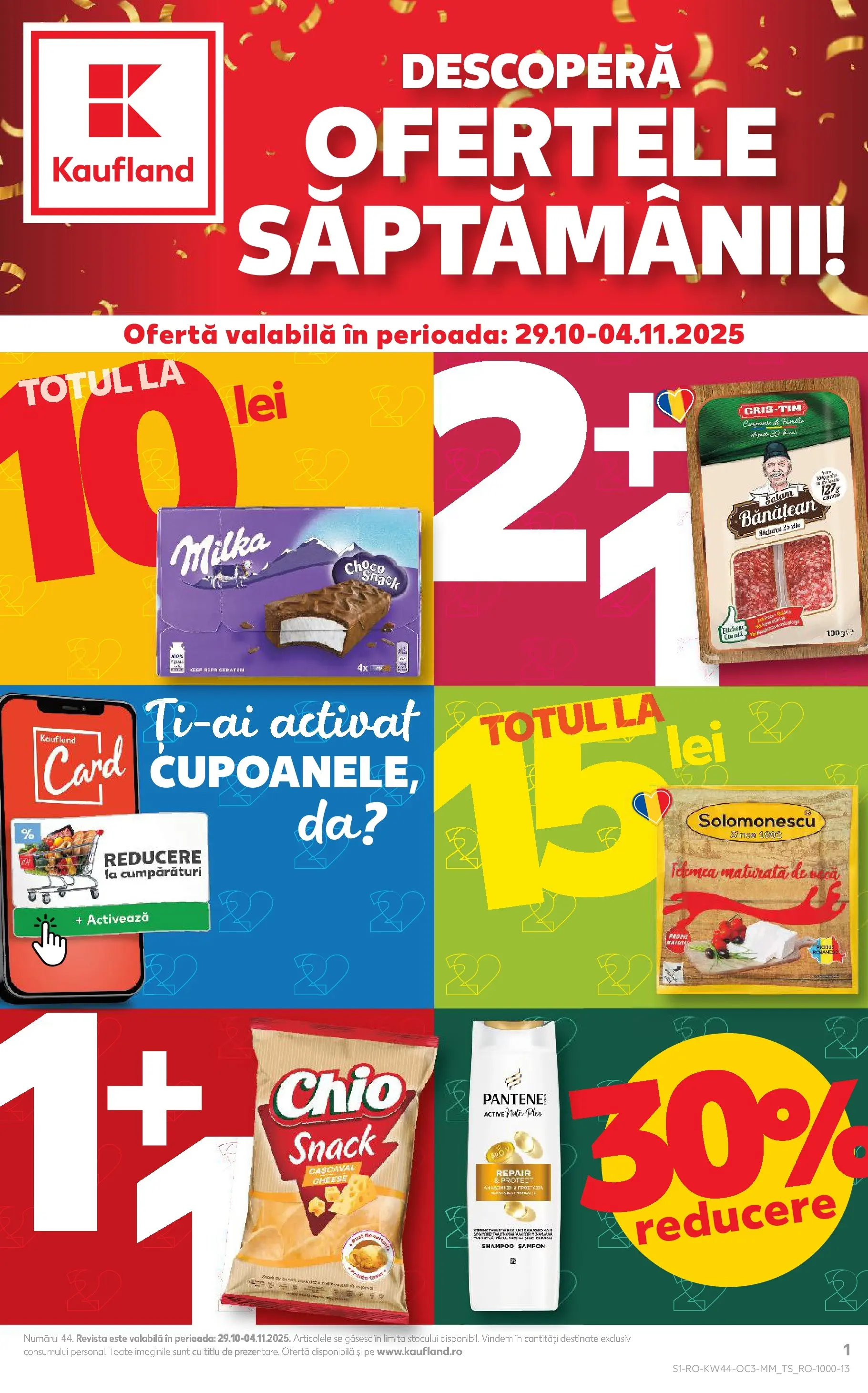 Catalog Kaufland 29 Octombrie - 3 Noiembrie 2025 | Pagina 1 | Produse: Cașcaval, Șampon, Salam