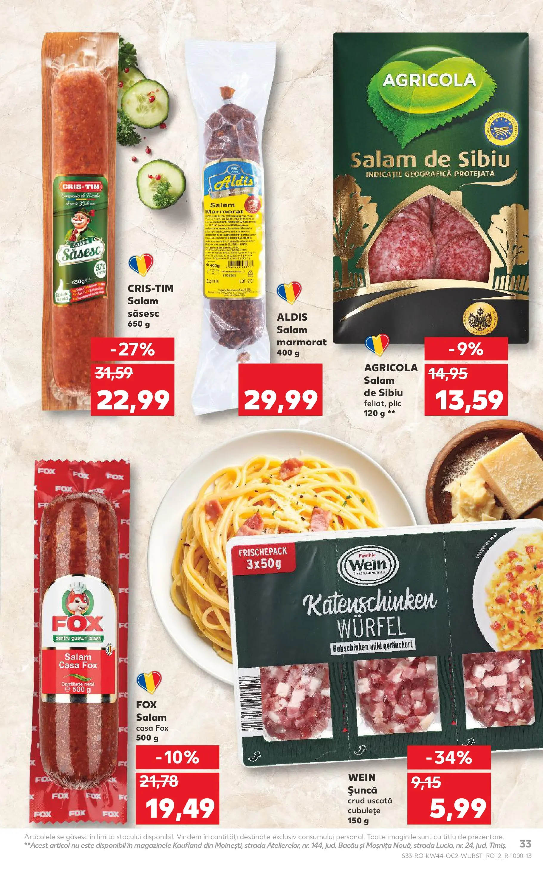 Catalog Kaufland 29 Octombrie - 3 Noiembrie 2025 | Pagina 33 | Produse: Salam, Șuncă