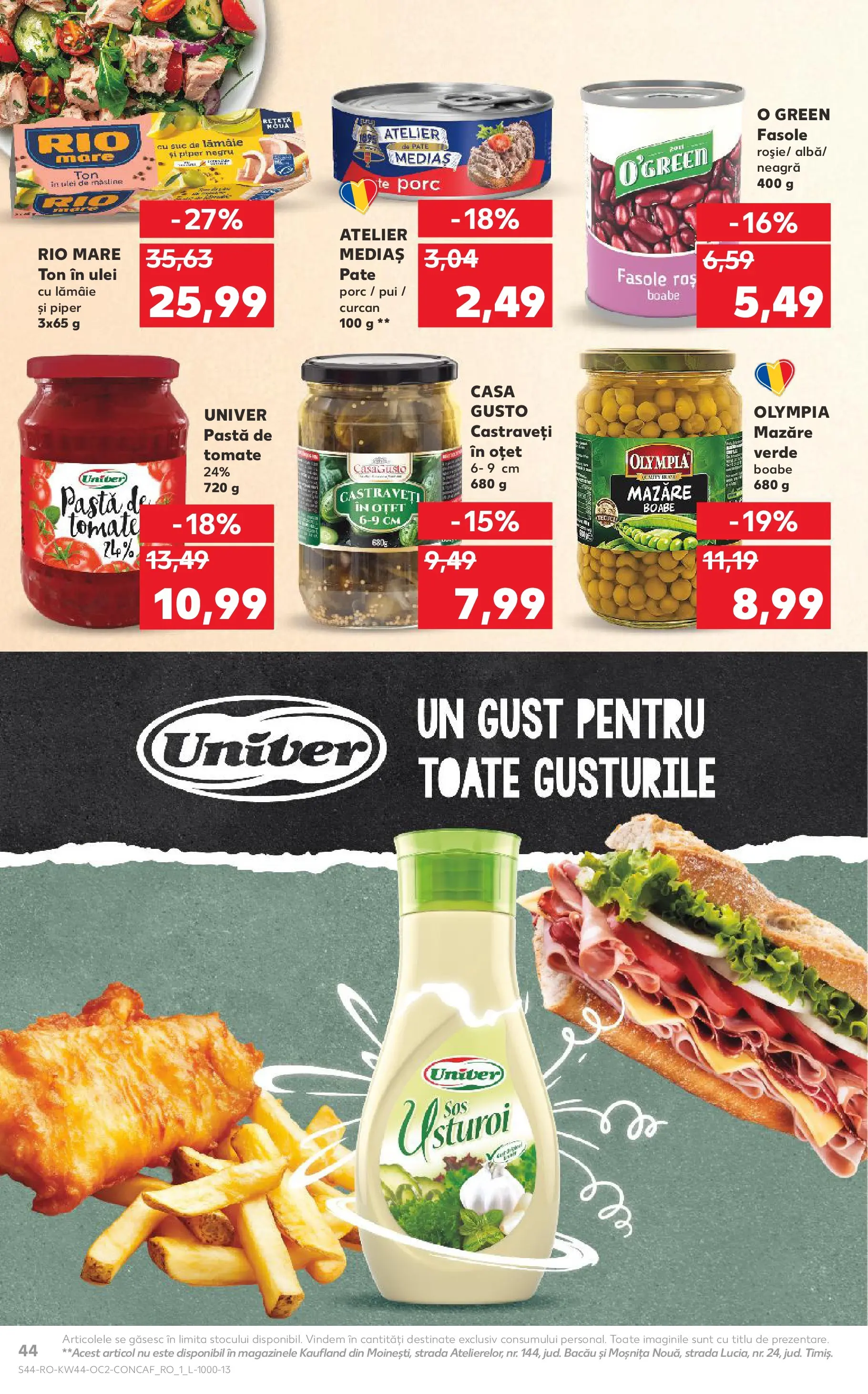 Catalog Kaufland 29 Octombrie - 3 Noiembrie 2025 | Pagina 44 | Produse: Mazăre, Pate, Oțet, Castraveți