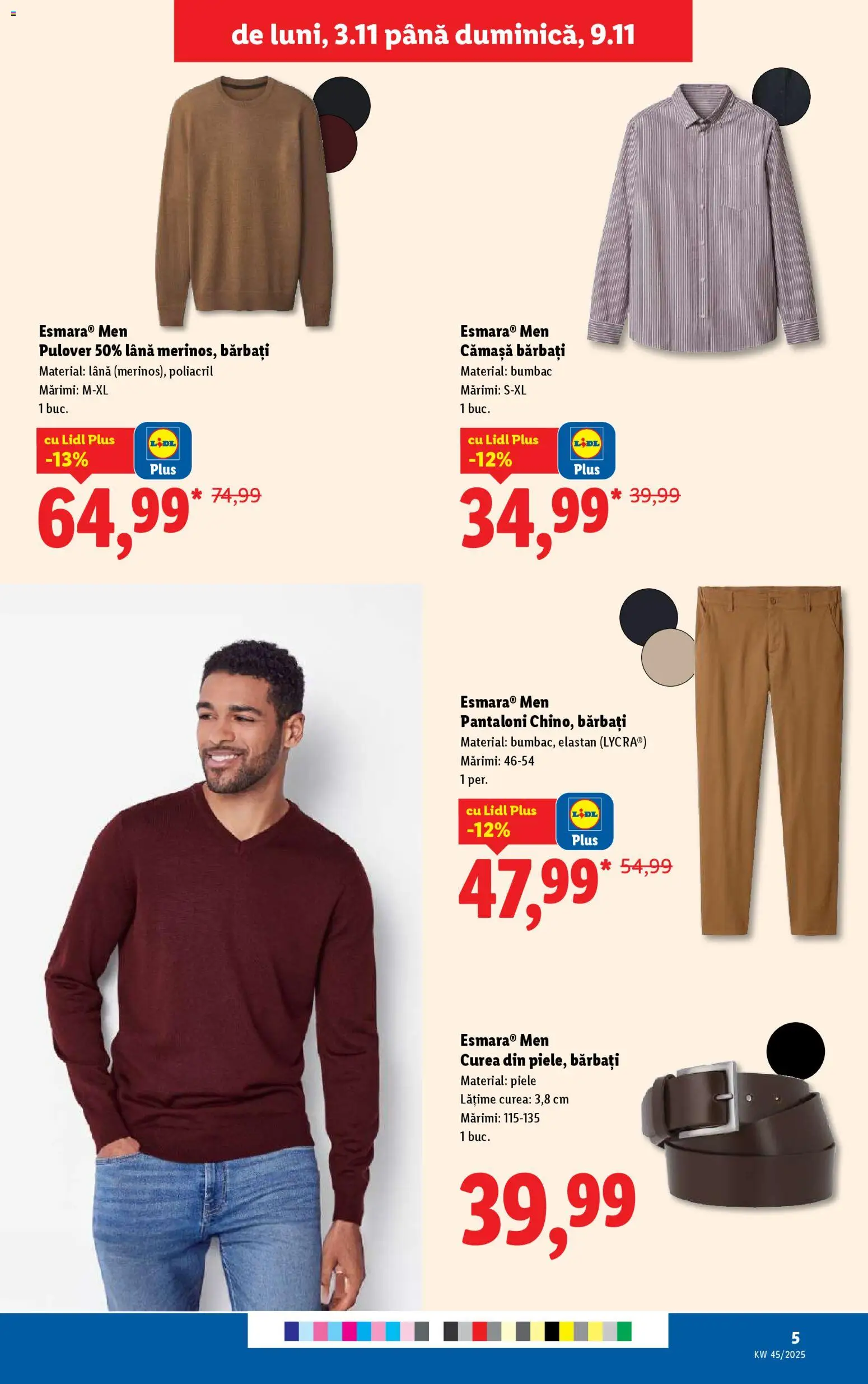 Catalog LIDL 3 - 8 Noiembrie 2025 | Pagina 5 | Produse: Curea, Pulover, Pantaloni