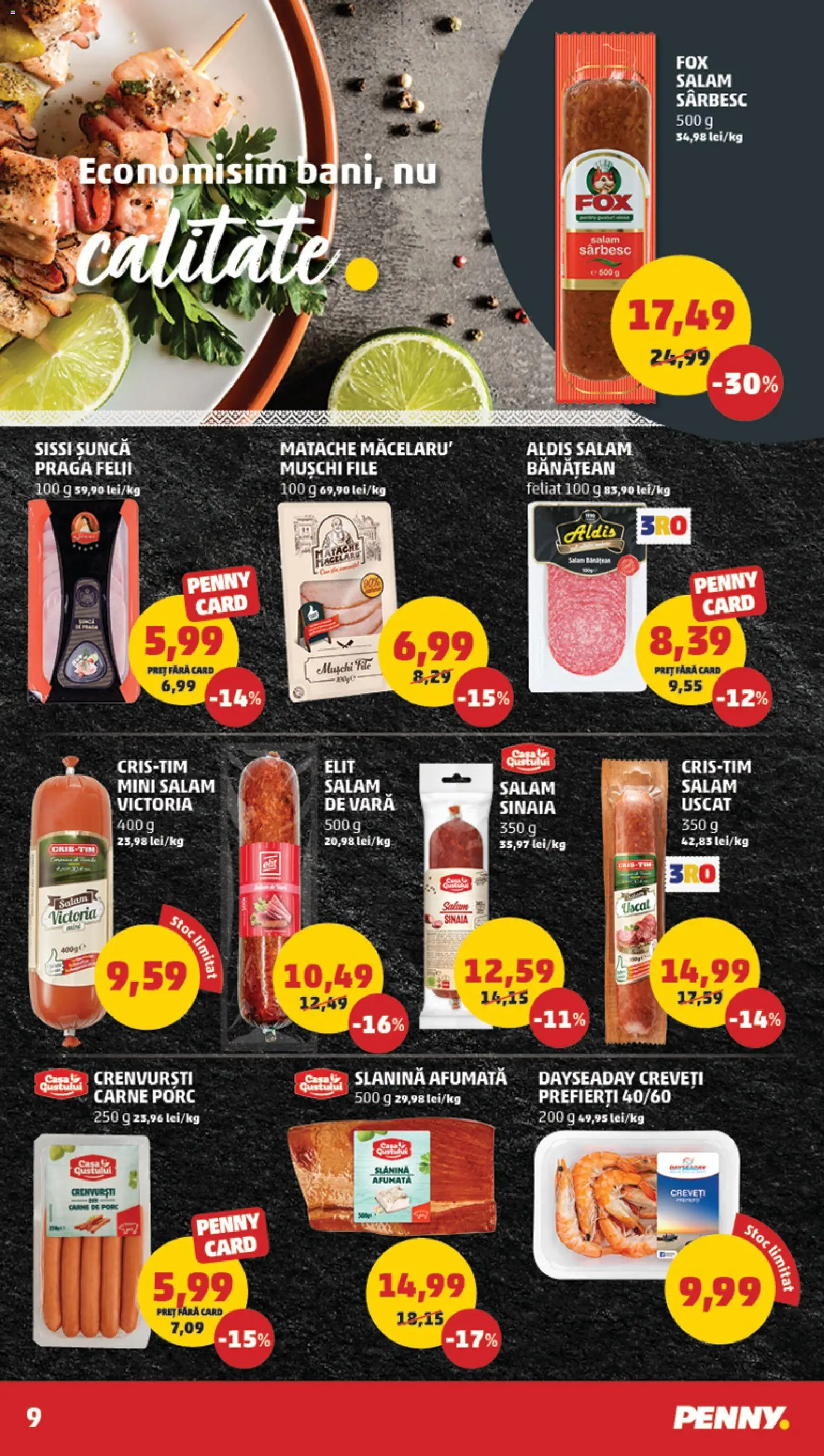Catalog PENNY Market 29 Octombrie - 3 Noiembrie 2025 | Pagina 9 | Produse: Crenvurști, Bacon, Salam, Șuncă