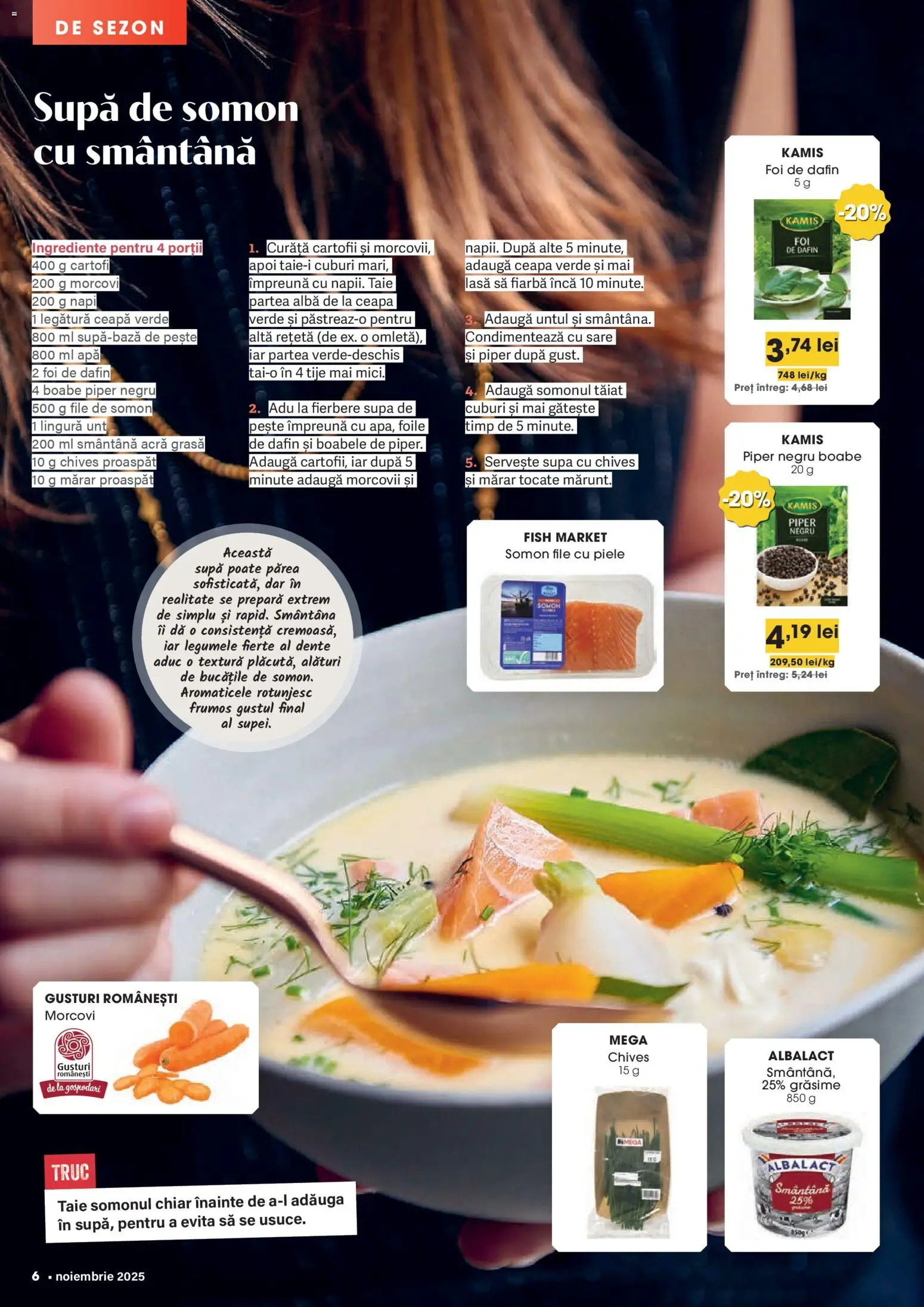 Catalog Mega Image 30 Octombrie - 24 Noiembrie 2025 | Pagina 6 | Produse: Pește, Smântână, Morcovi, Cartofi