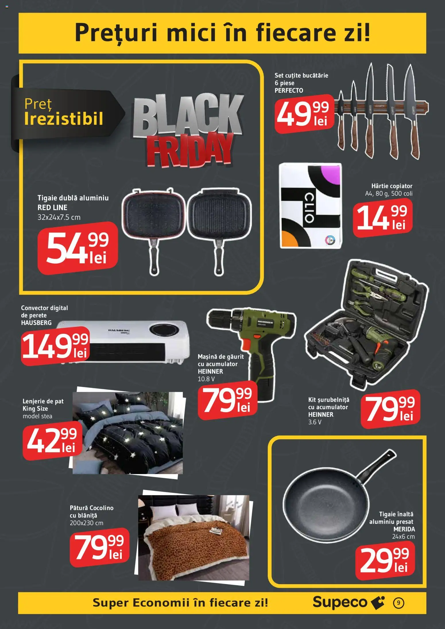 Catalog Supeco 29 Octombrie - 5 Noiembrie 2025 | Pagina 9 | Produse: Tigaie, Zımba teli, Pat, Lenjerie de pat