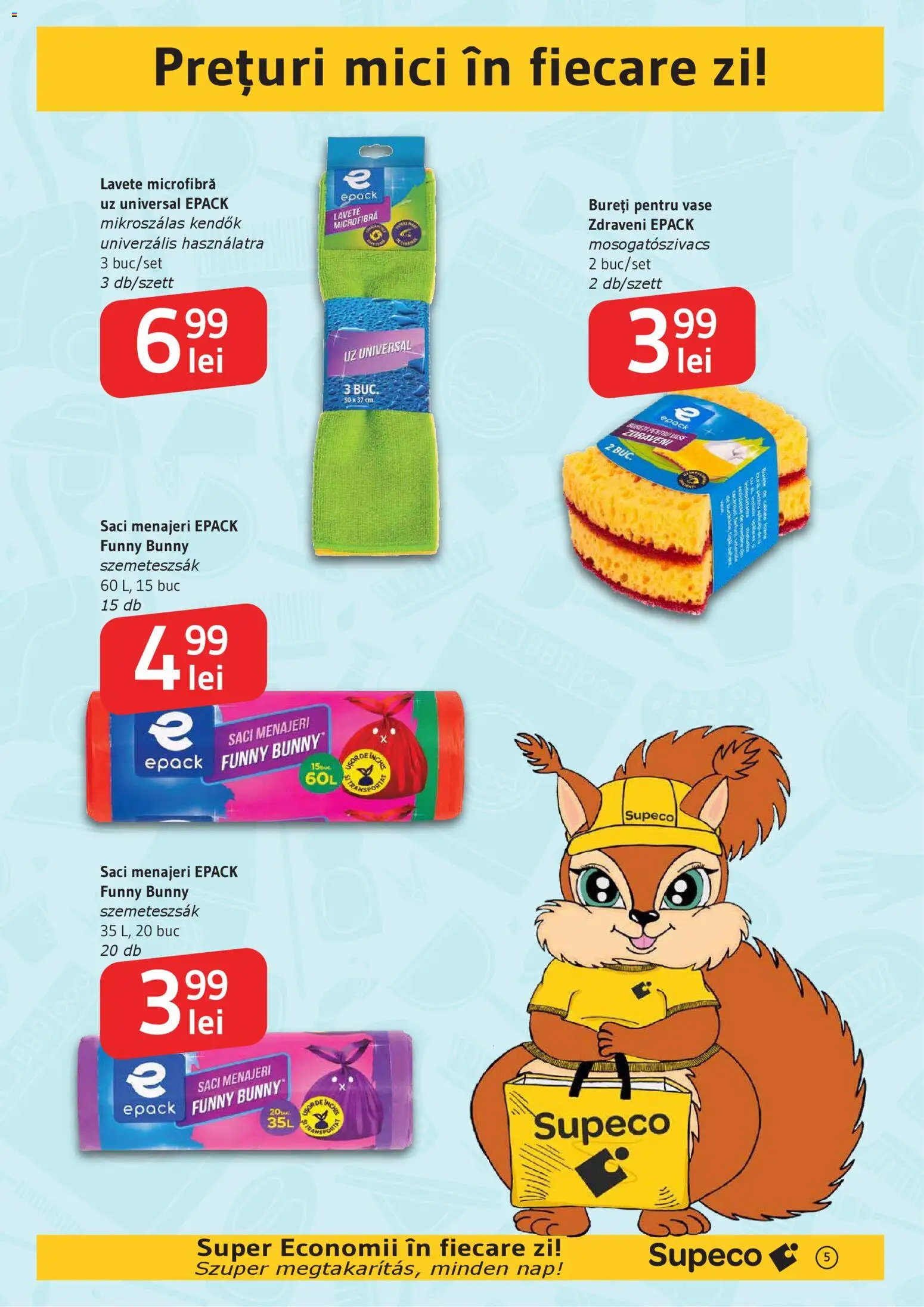 Catalog Supeco 30 Octombrie - 11 Noiembrie 2025 | Pagina 5 | Produse: Saci menajeri, Mici, Lavete