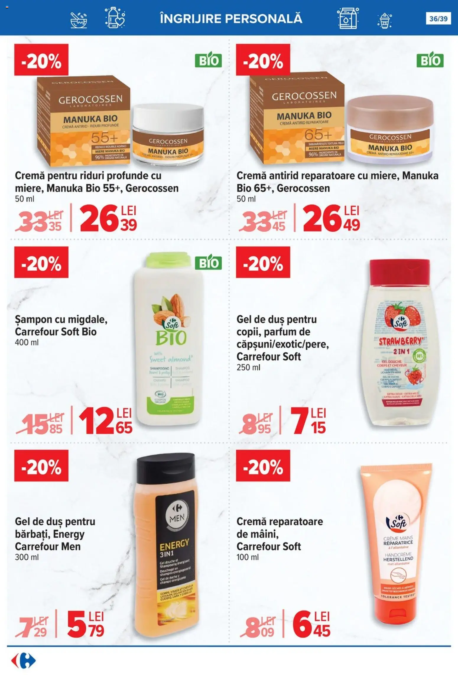 Catalog Carrefour 29 Octombrie - 10 Noiembrie 2025 | Pagina 36 | Produse: Duș, Șampon, Cremă, Gel de duș