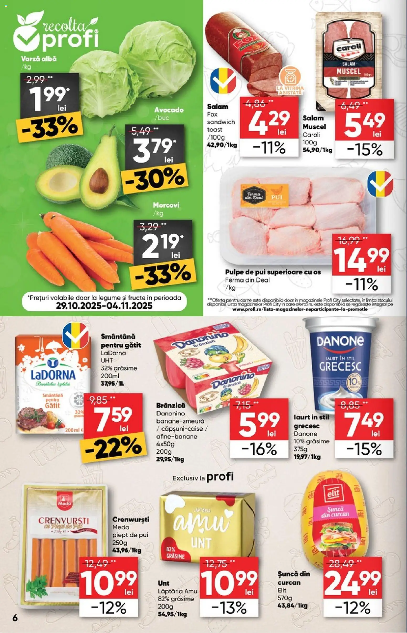 Catalog Profi 29 Octombrie - 10 Noiembrie 2025 | Pagina 6 | Produse: Salam, Avocado, Legume, Fructe