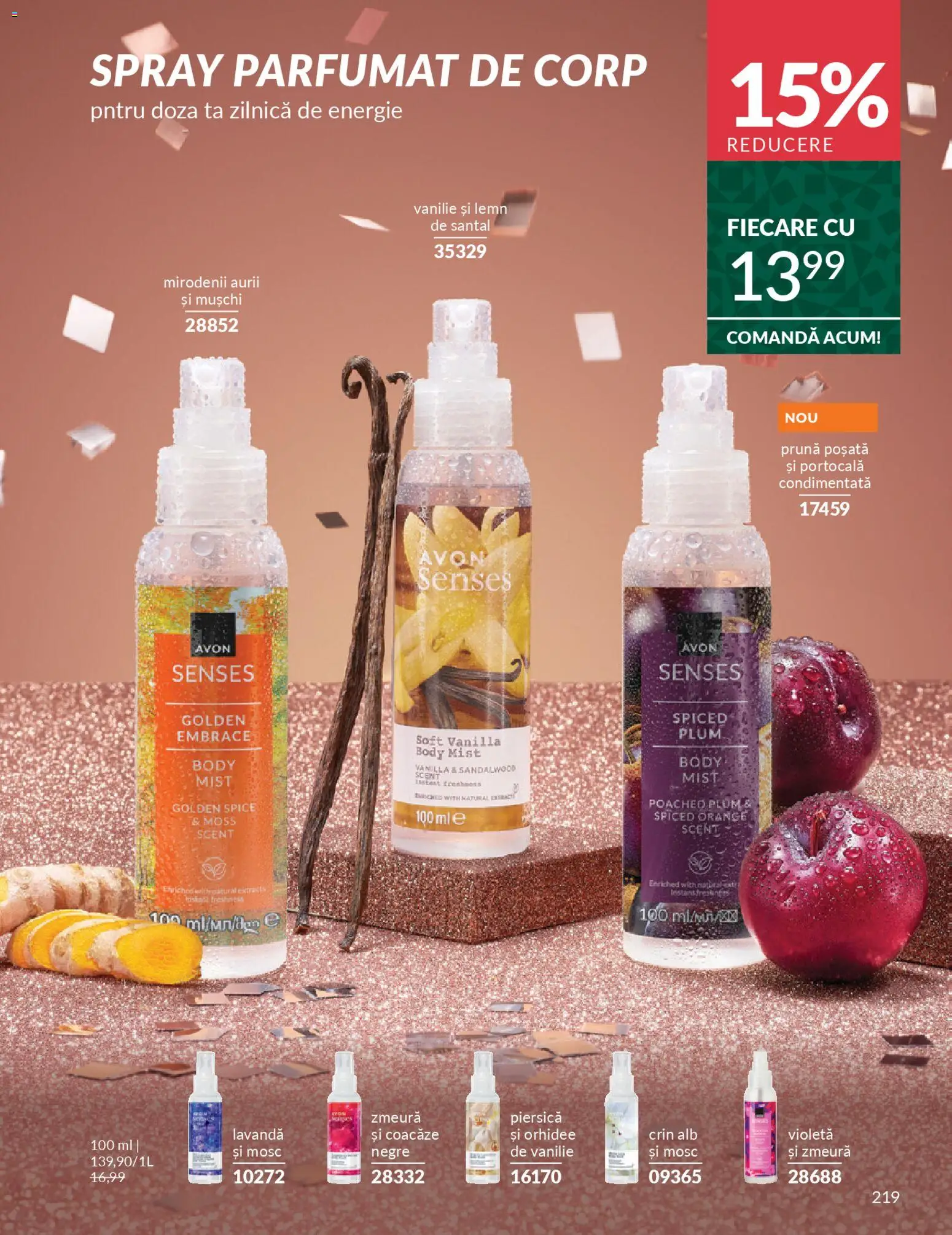 Catalog Avon 1 - 29 Noiembrie 2025 | Pagina 219 | Produse: Piersică, Zmeură, Orhidee, Body