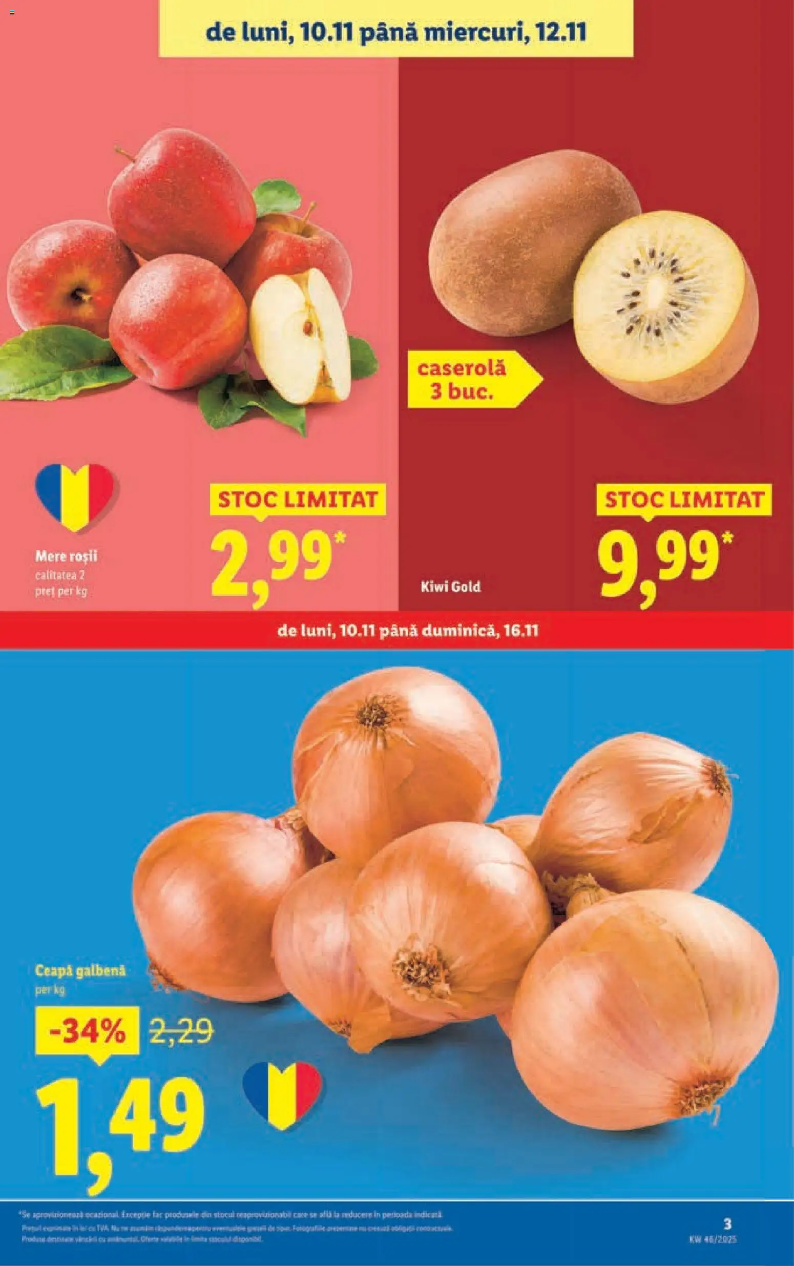 Catalog LIDL 10 - 15 Noiembrie 2025 | Pagina 3 | Produse: Ceapă galbenă, Roșii, Kiwi, Ceapă