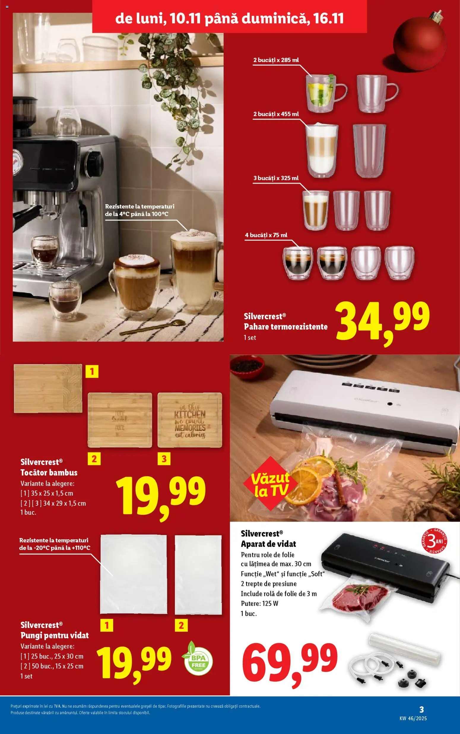 Catalog LIDL 10 - 15 Noiembrie 2025 | Pagina 3 | Produse: Pahare, Role, Tocător, Yaşlı Köpek Konservesi