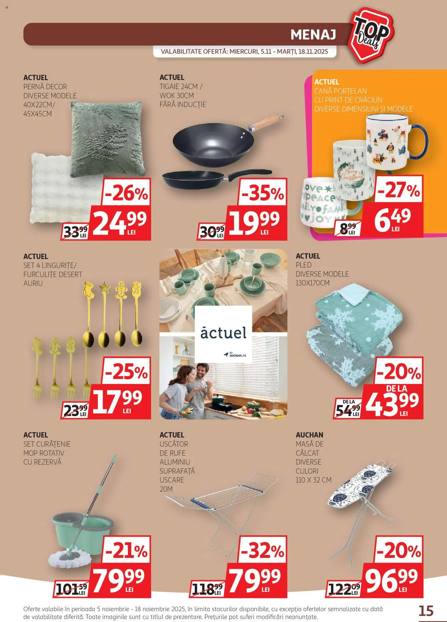 Catalog Auchan 5 - 17 Noiembrie 2025 | Pagina 15 | Produse: Tigaie, Mop, Pernă, Masă