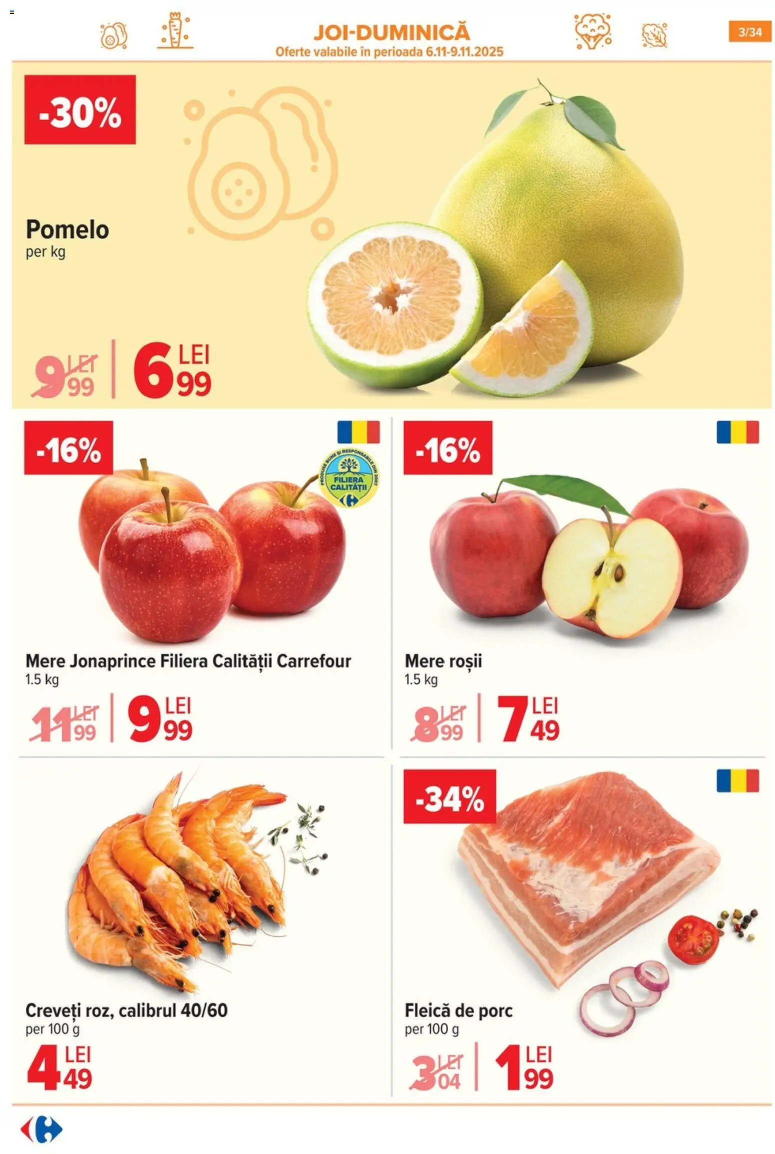 Catalog Carrefour 5 - 10 Noiembrie 2025 | Pagina 3 | Produse: Mere, Roșii, Fleică