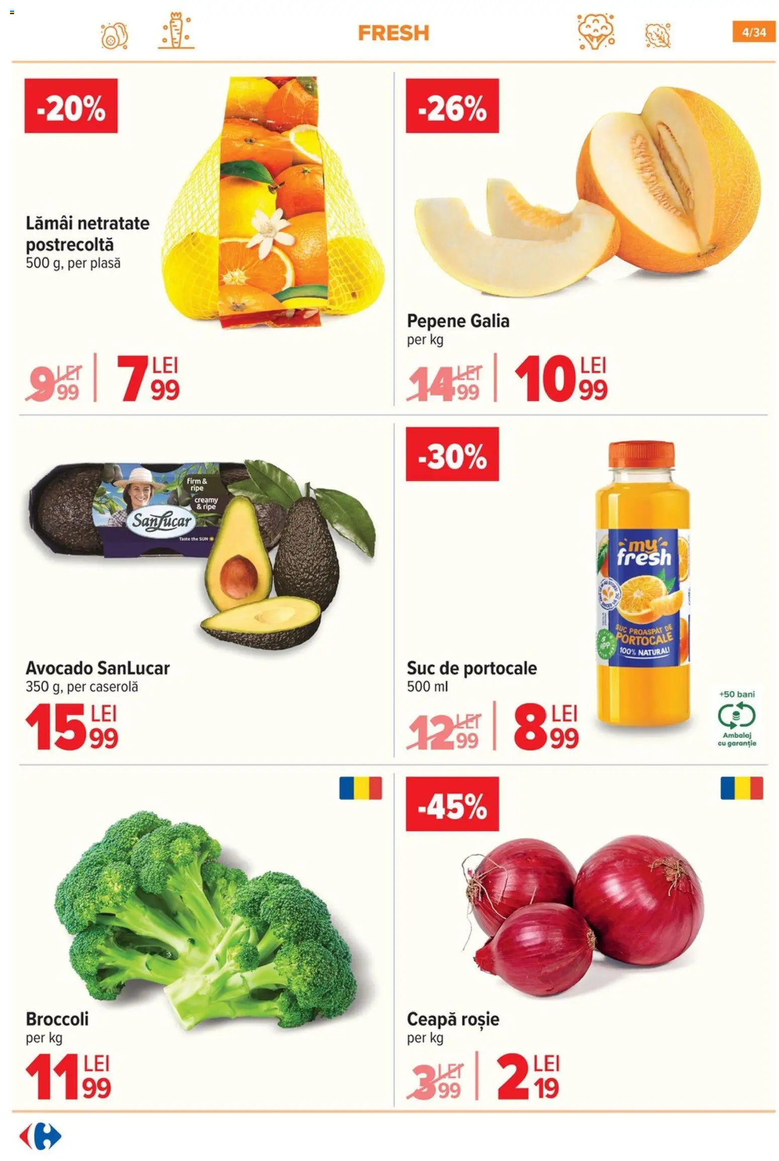 Catalog Carrefour 5 - 10 Noiembrie 2025 | Pagina 4 | Produse: Suc, Portocale, Avocado, Ceapă
