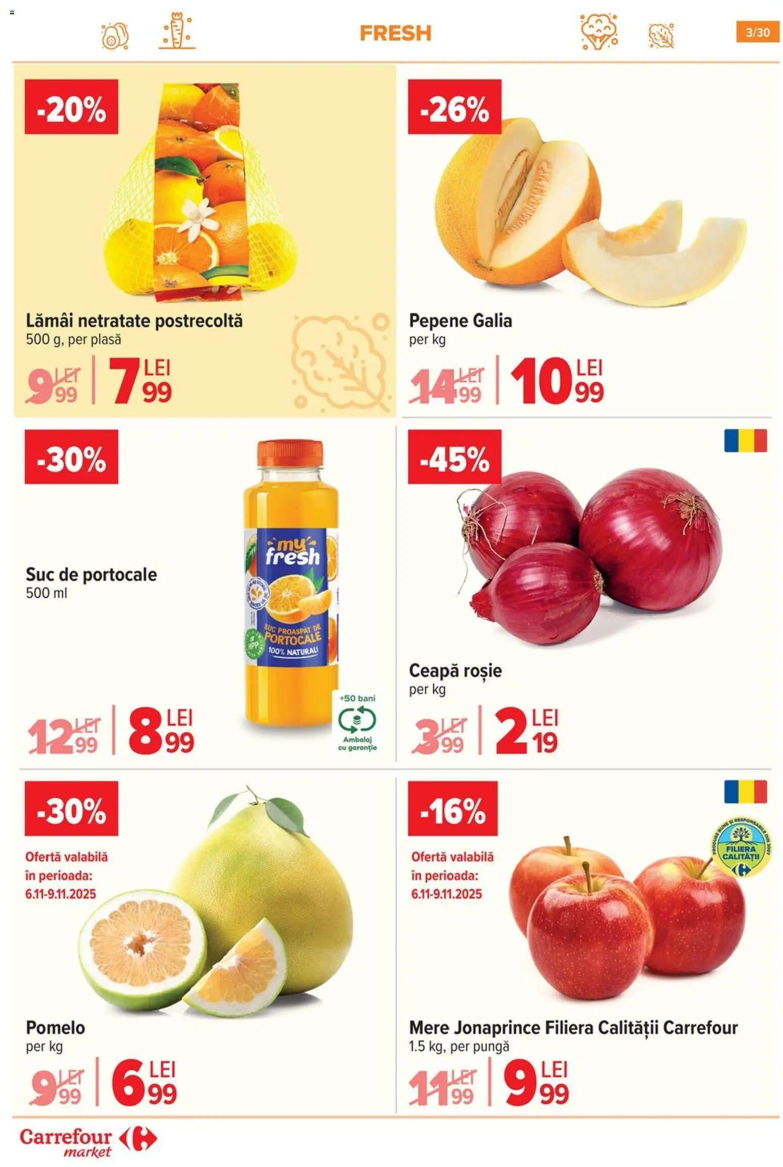 Catalog Carrefour 5 - 10 Noiembrie 2025 | Pagina 3 | Produse: Pungă, Mere, Portocale, Ceapă
