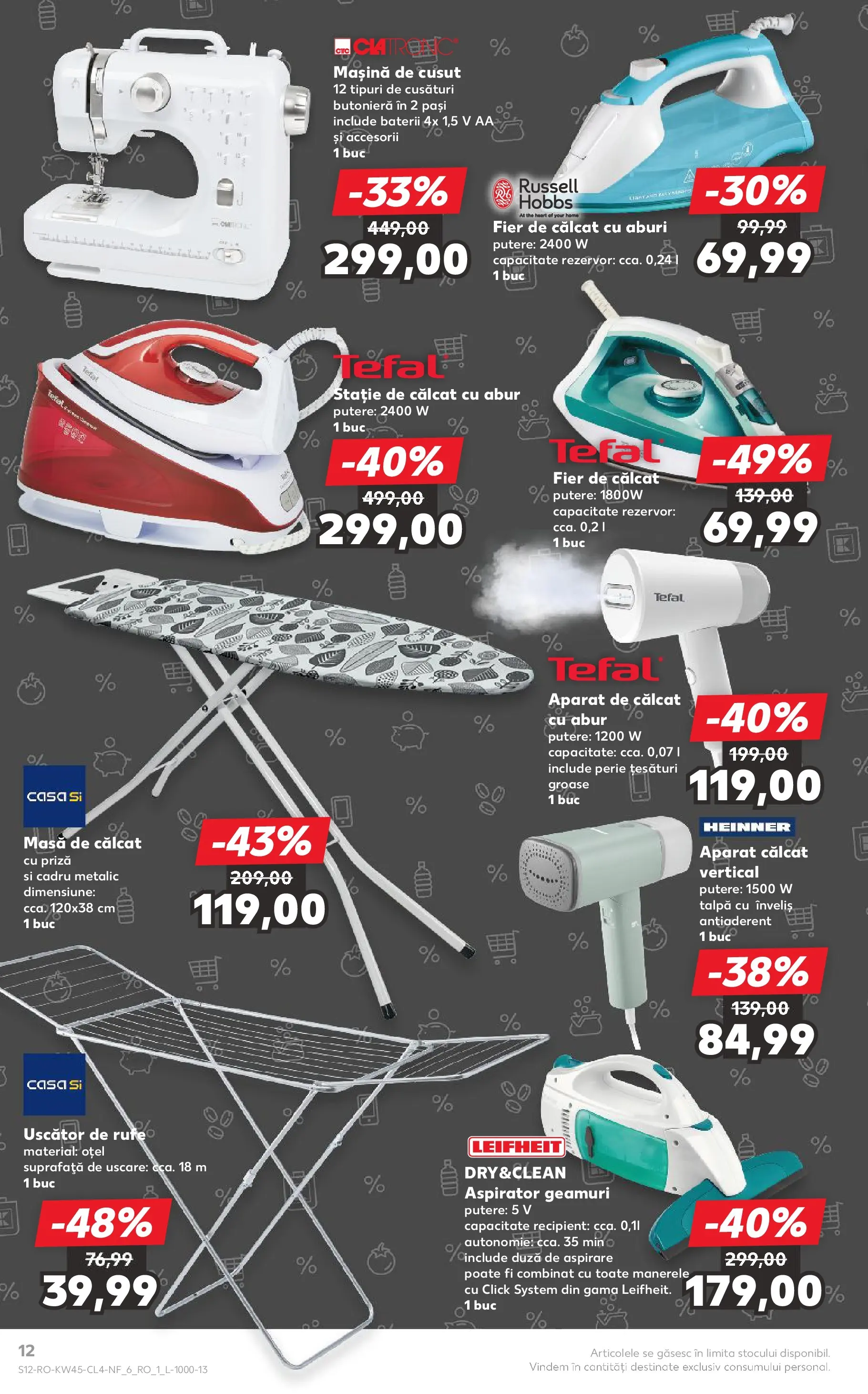 Catalog Kaufland 5 - 10 Noiembrie 2025 | Pagina 12 | Produse: Fier de călcat, Aspirator, Masă, Priză